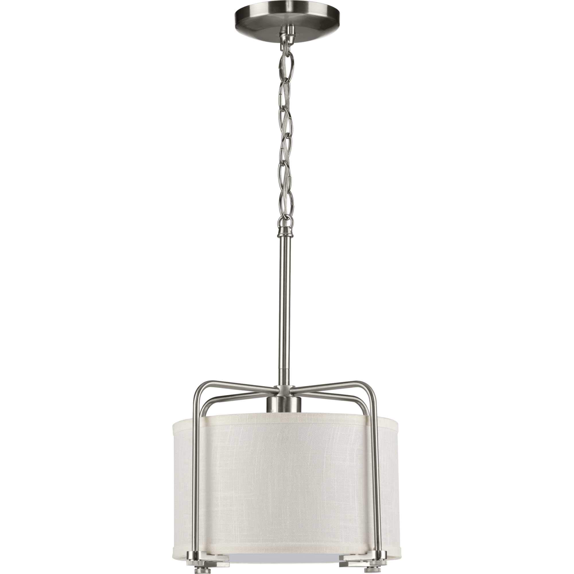 Marche Collection 4-Light Polished Nickel Grey Mylar Shade Luxe Pendant Light - Modern Dining Room Chandelier for Kitchen Island, Bedroom & Living Room Lighting