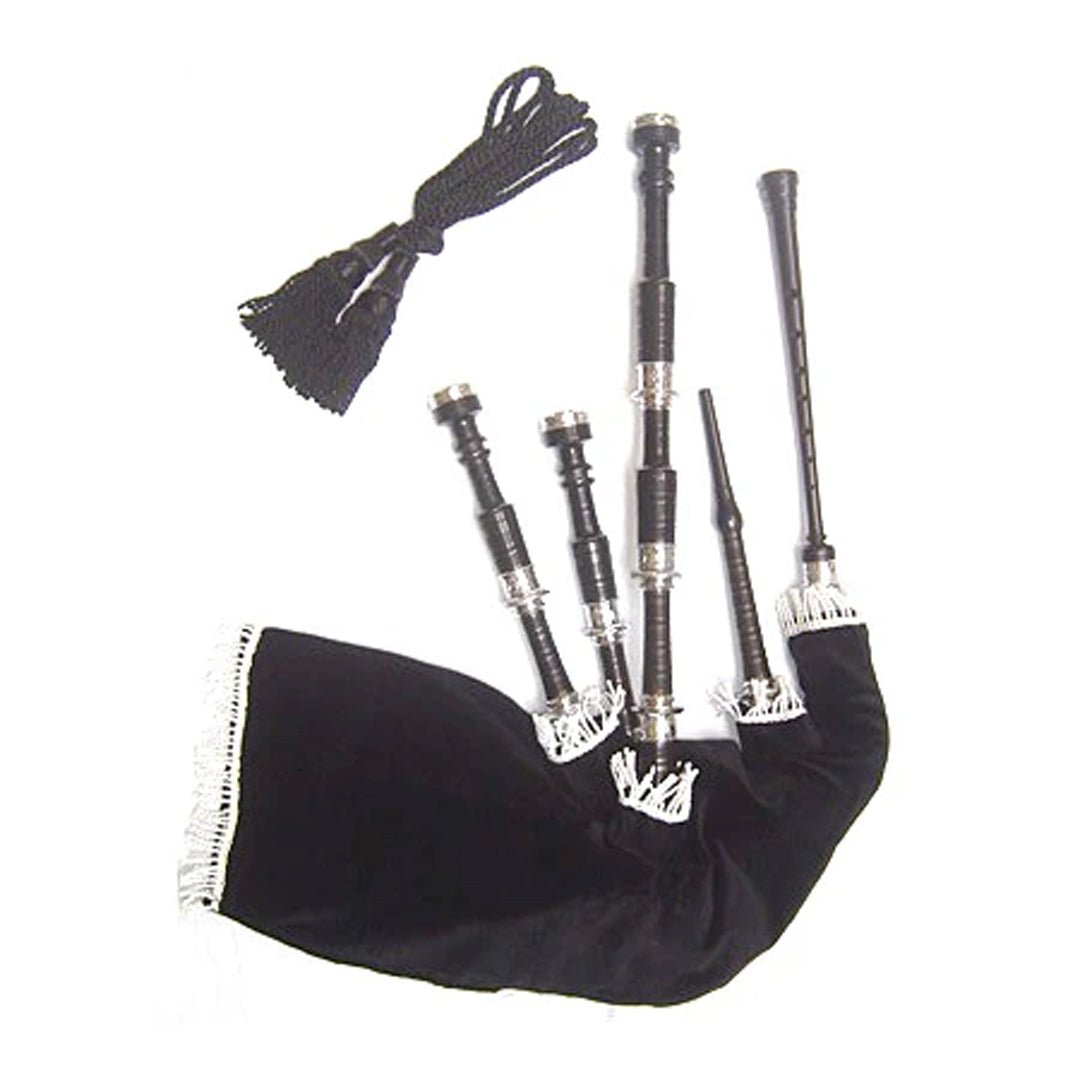 Premium African Blackwood Half-Size Bagpipes with Chrome Engravings - Perfect for Beginners, Celtic Performances & Traditional Scottish Events