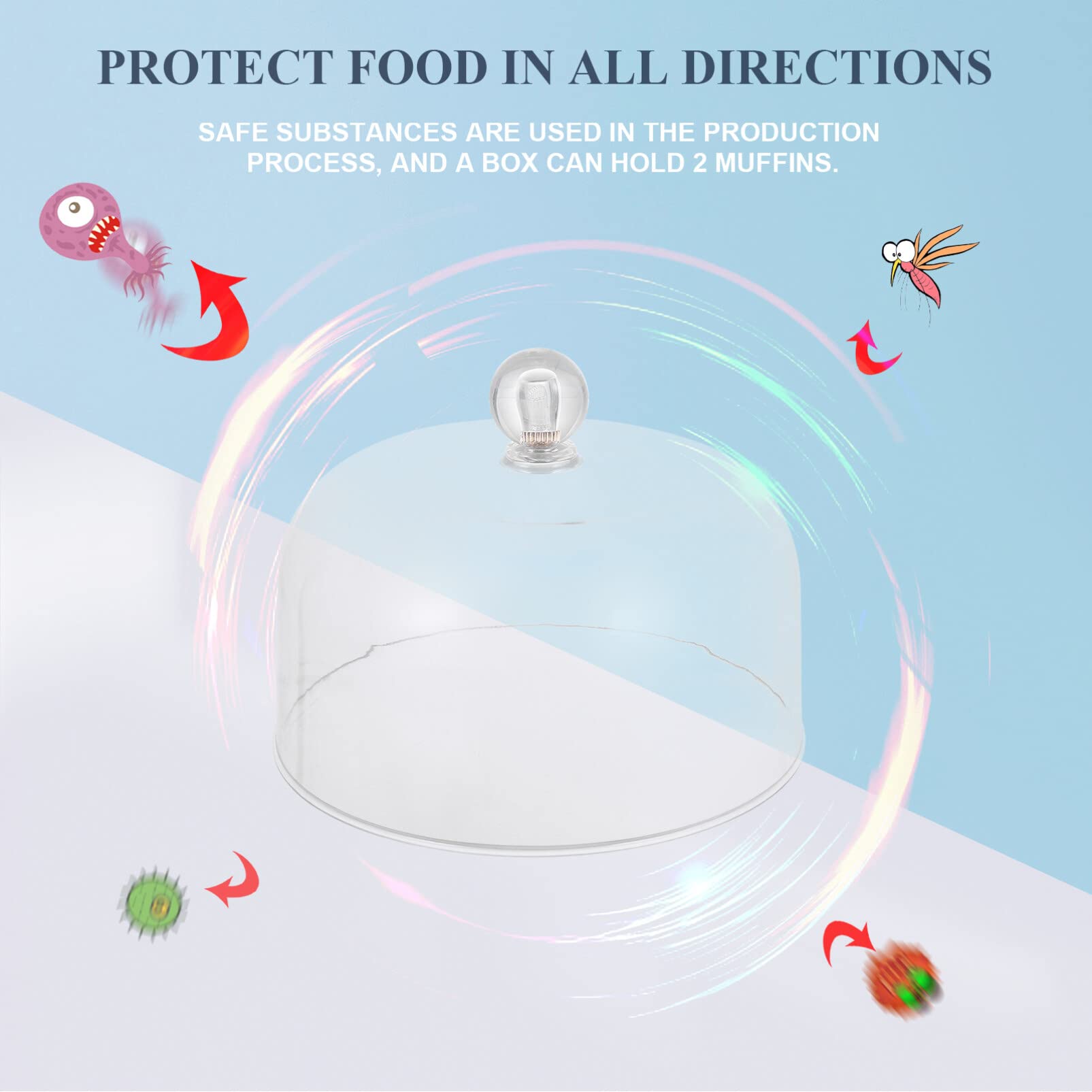 Lurrose Transparent Round Glass Cake Dome Cover - Cake Stand Display & Protective Dust Cover for Baking, Dessert Showcase, Party Decor, and Home Kitchen Use