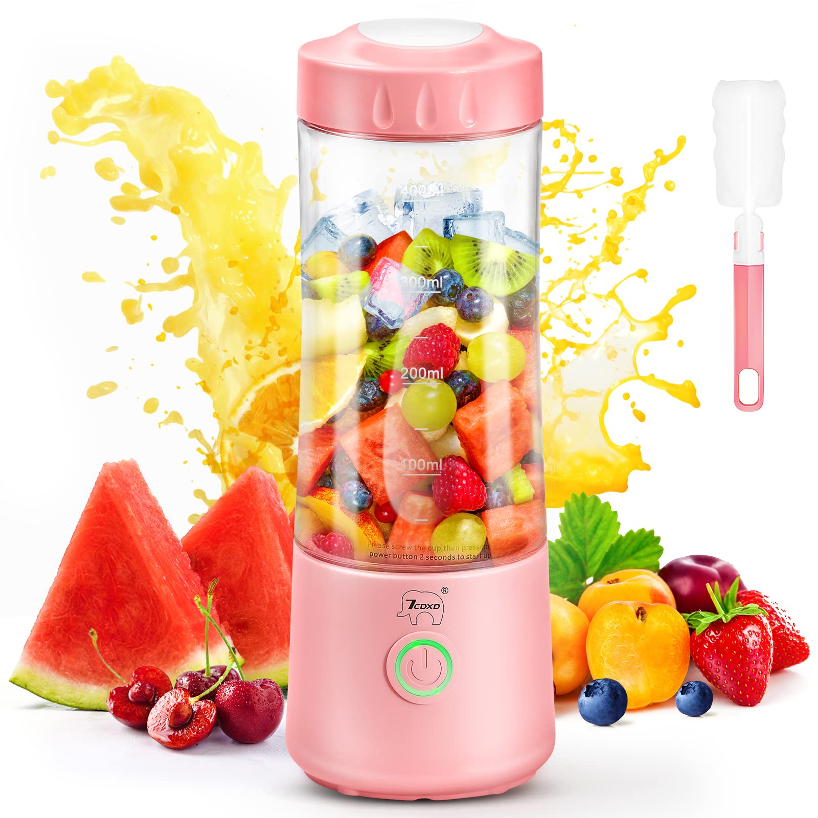 Portable USB Rechargeable Blender for Shakes, Smoothies & Protein Drinks - Personal Travel Blender Bottle for Gym, Office & Home Use - Perfect for Fitness, Camping & On-the-Go Lifestyles