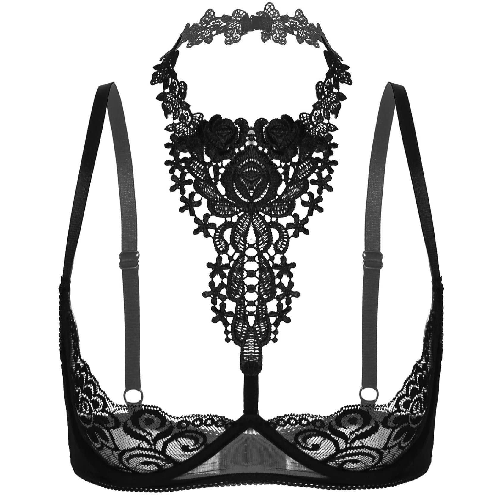 Women's Lace Push Up Bra with Underwire - 1/4 Cup Balconette Bralette Lingerie for Comfort & Lift | Perfect for Date Nights, Special Occasions & Everyday Wear