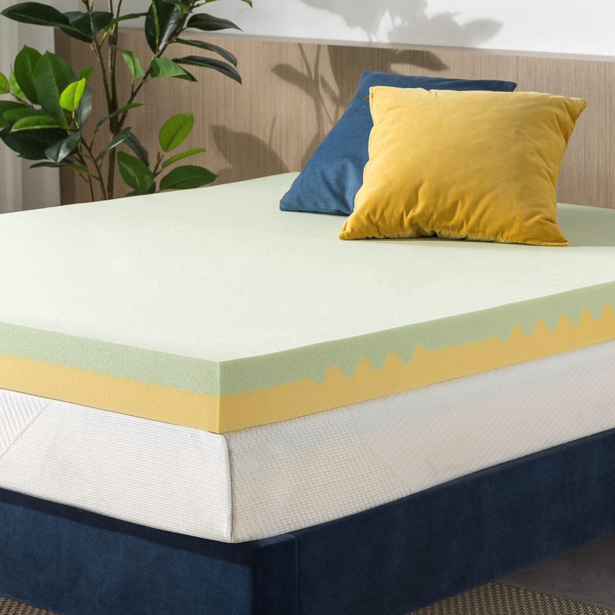 ZINUS 4 Inch Green Tea Memory Foam Mattress Topper - Twin Size, Pressure Relieving & Lumbar Support, CertiPUR-US Certified for Back Pain Relief | Perfect for Guest Beds, Dorm Rooms & Home Comfort Upgrade