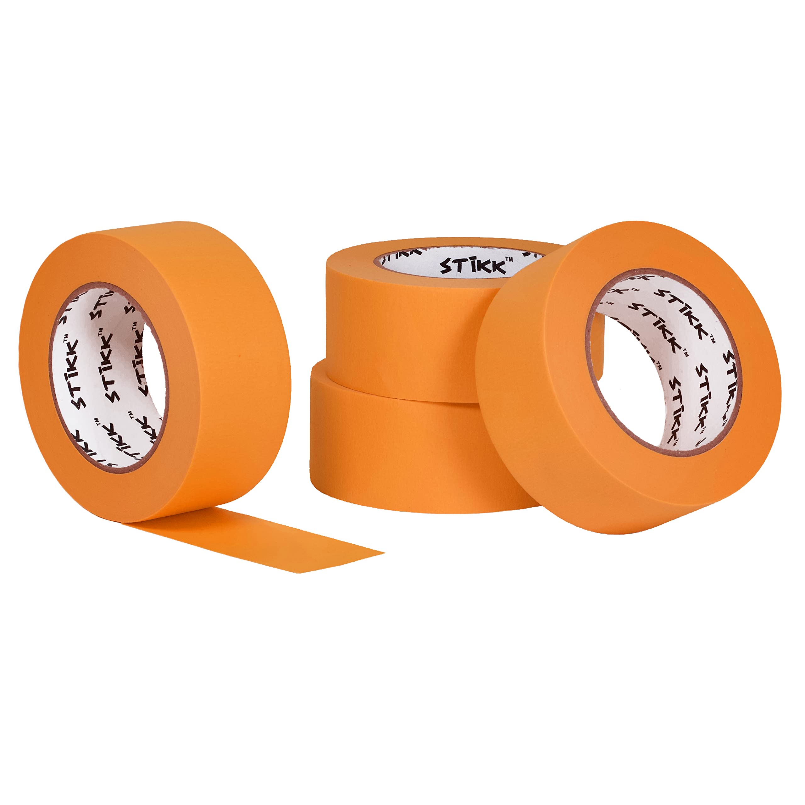 STIKK Professional Painter's Tape 4-Pack - 2 Inch x 60 Yards Orange Masking Tape for Walls, Trim, Ceilings & DIY Projects - Residue-Free, Sharp Paint Lines - Perfect for Home Renovation, Crafting & Wall Painting