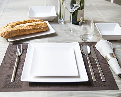 Premium H&H Ceramic Flat Plates Set - Durable Stoneware Dinner Plates in Classic White for Everyday Dining & Entertaining