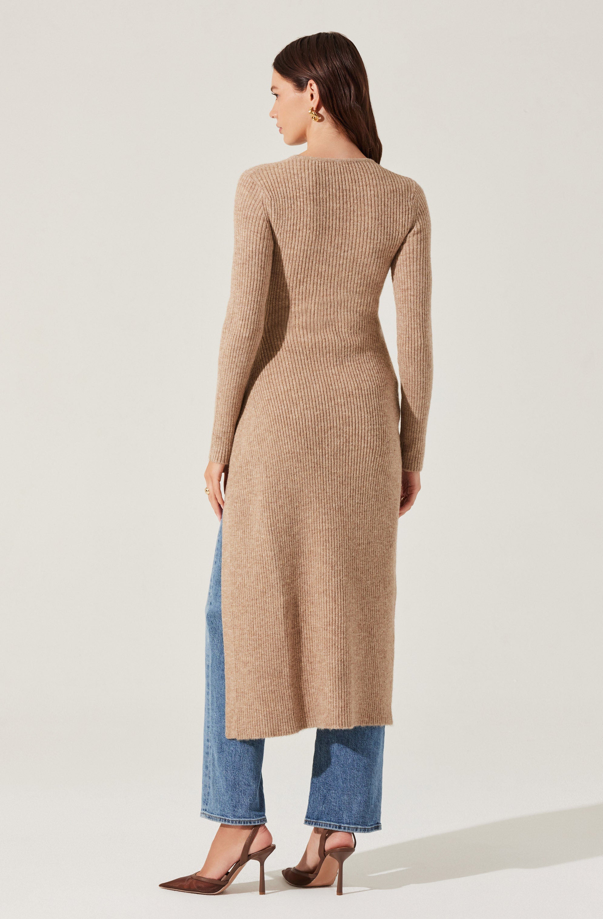 Stylish Ribbed High Slit Button Sweater for Women - Cozy Knit Pullover for Fall & Winter - Perfect for Casual Outings, Office Wear, and Date Nights