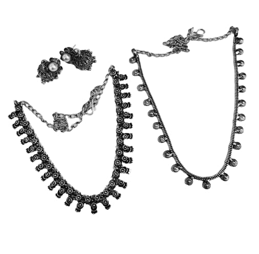 Baba Creation Traditional Black Metal Necklace and Earrings Set for Women & Girls | Elegant Jewelry Gift for Parties, Weddings & Special Occasions