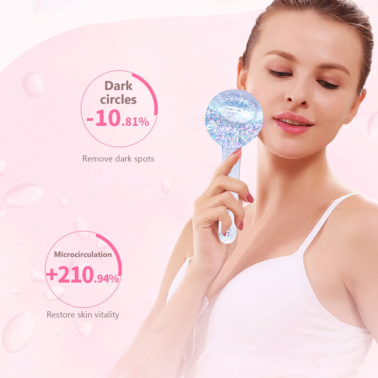 Lechnical 2PCS Facial Ice Globes & Ice Roller - Cold & Hot Therapy Crystal Glass Balls for Face Massage, Redness Soothing & Wrinkle Reduction | Perfect for Morning Skincare Routine, Post-Workout Recovery & Spa Relaxation