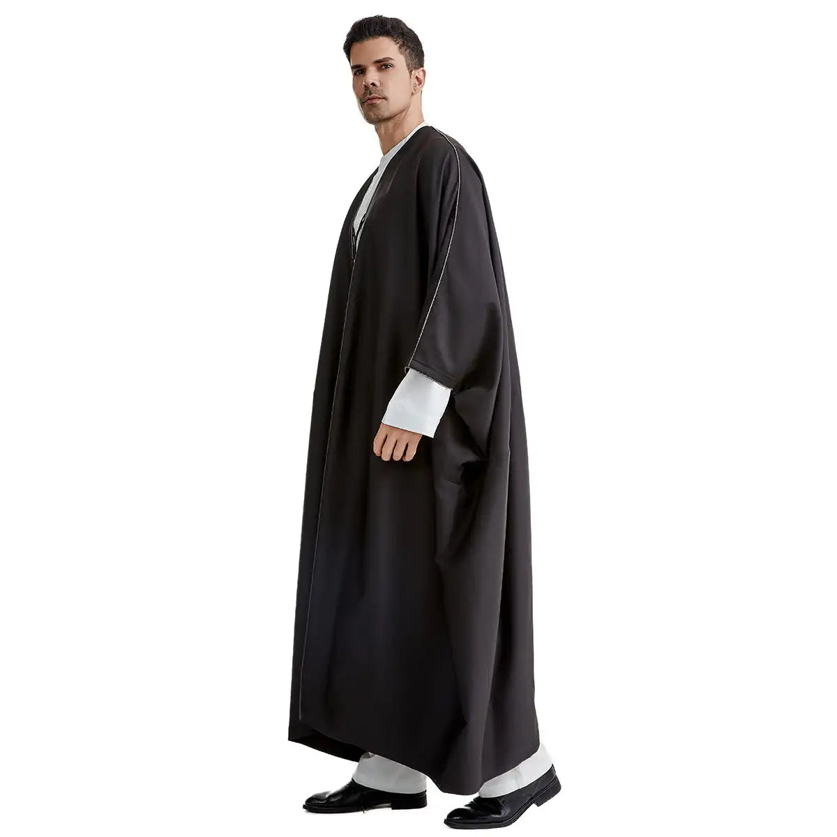Premium Saudi Men's Bisht - Thick Fabric Abaya in Black, Beige, Coffee & Tan | Traditional Arabic Robe for Weddings, Eid & Special Occasions