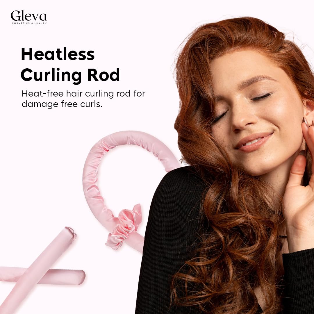 Heatless Curling Rod Headband for Overnight Curls - No Heat Silk Ribbon Hair Roller with Claw Clip - DIY Hair Styling Tool for Women & Girls (Pink) - Perfect for Sleep, Travel & Damage-Free Curls
