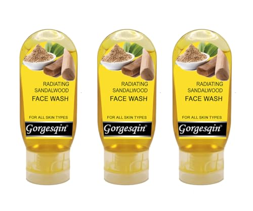 Gorgesqin Moisturizing & Nourishing Face Wash for Radiant Skin - 60ml x 3 Pack (180ml Total) with Sandalwood Scent - Gentle Cleanser for Daily Skincare Routine, Morning & Night Use