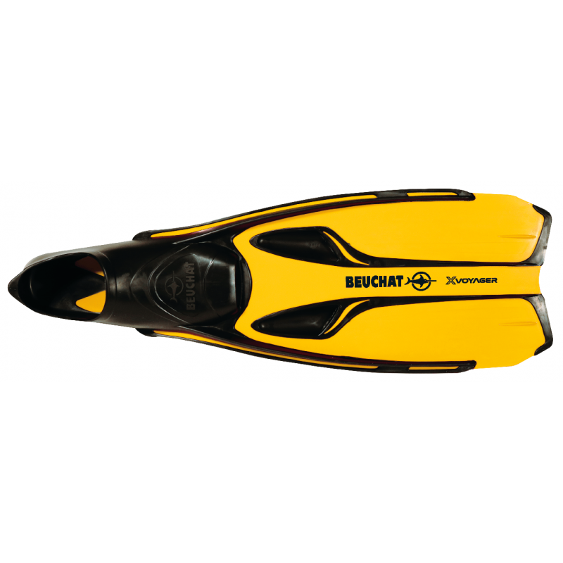 Beuchat X Voyager Yellow Snorkeling Fins - Lightweight & Comfortable for Scuba Diving, Swimming & Beach Vacations
