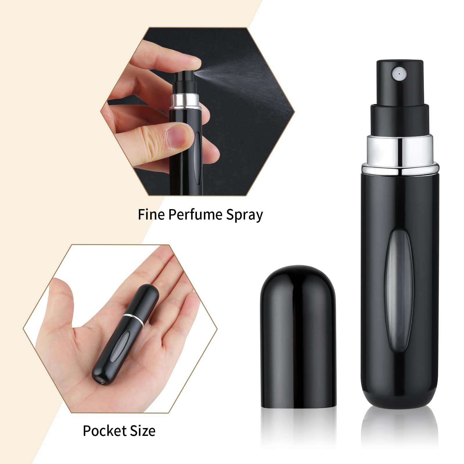 Refillable 5ml Aluminum Travel Perfume Bottle - Mini Cologne & Fragrance Atomizer Spray for Men & Women (Pink) - Perfect for Airplane Carry-on, Gym Bag & Purse Essentials