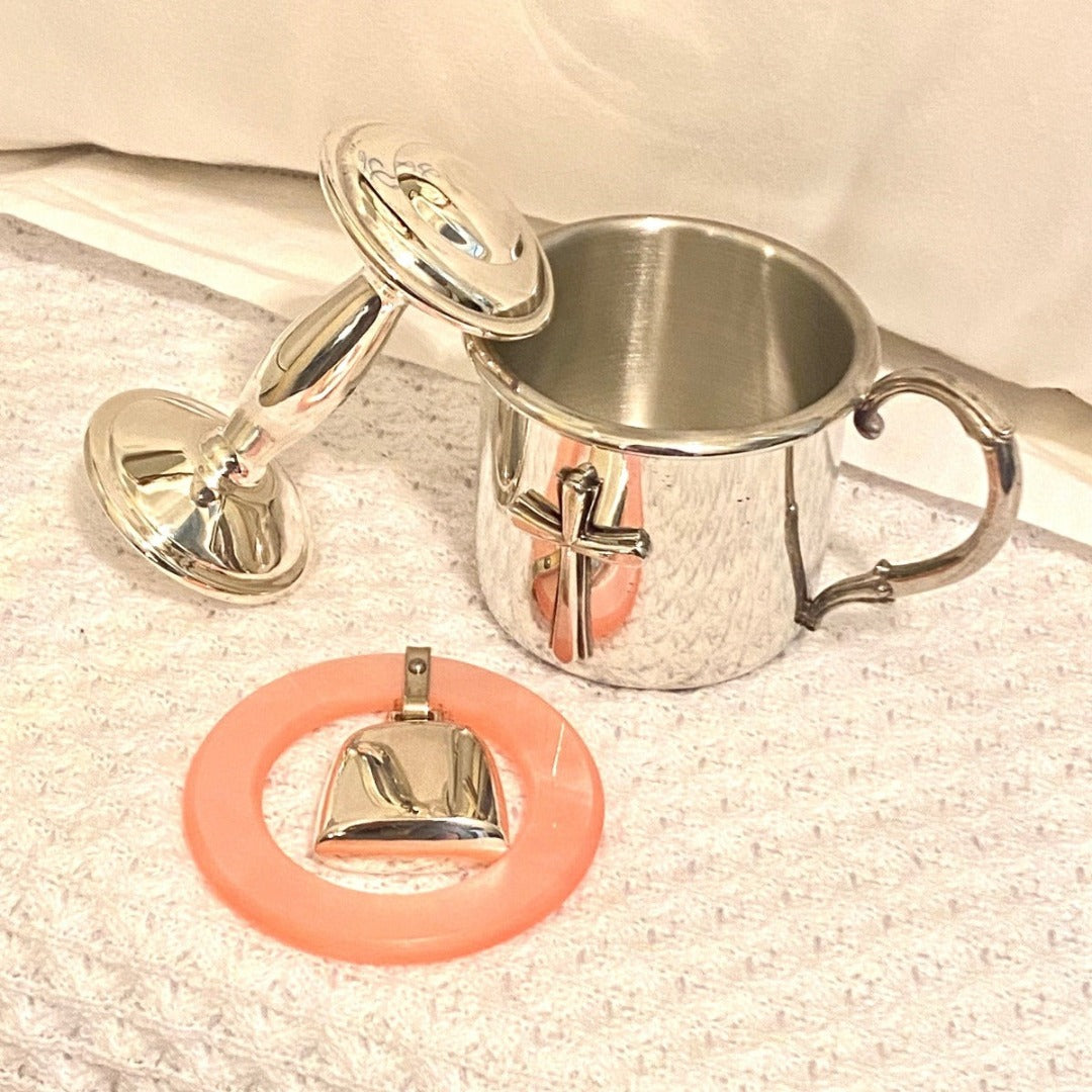 Pewter Easton Cross Baby Cup - Christening Gift, Baptism Keepsake, First Communion Present - Perfect for Newborns, Infants & Toddlers