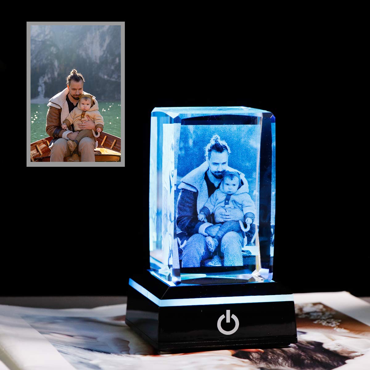 Personalized Crystal Photo Frame - Custom Engraved Anniversary Gift for Husband, Boyfriend, Kids | Memorial Keepsake for Pet Loss (Dog, Cat) | Perfect for Weddings, Birthdays & Special Occasions
