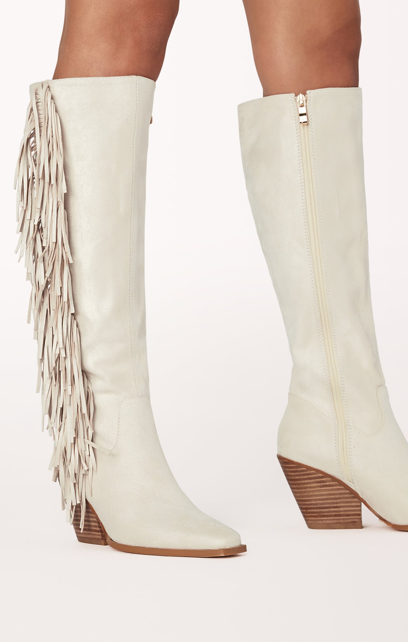 Billini Ceylan Fringe Boots in Cream Suede - Stylish Western Ankle Boots for Women, Perfect for Country Music Festivals & Boho Outfits
