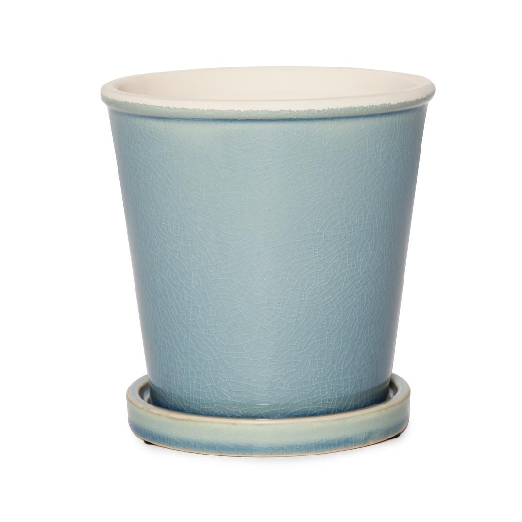 Kaba Ceramic Flower Pot with Saucer - Blue Planter for Indoor Plants, Succulents & Home Decor | Perfect for Windowsills, Desks & Garden Decorations