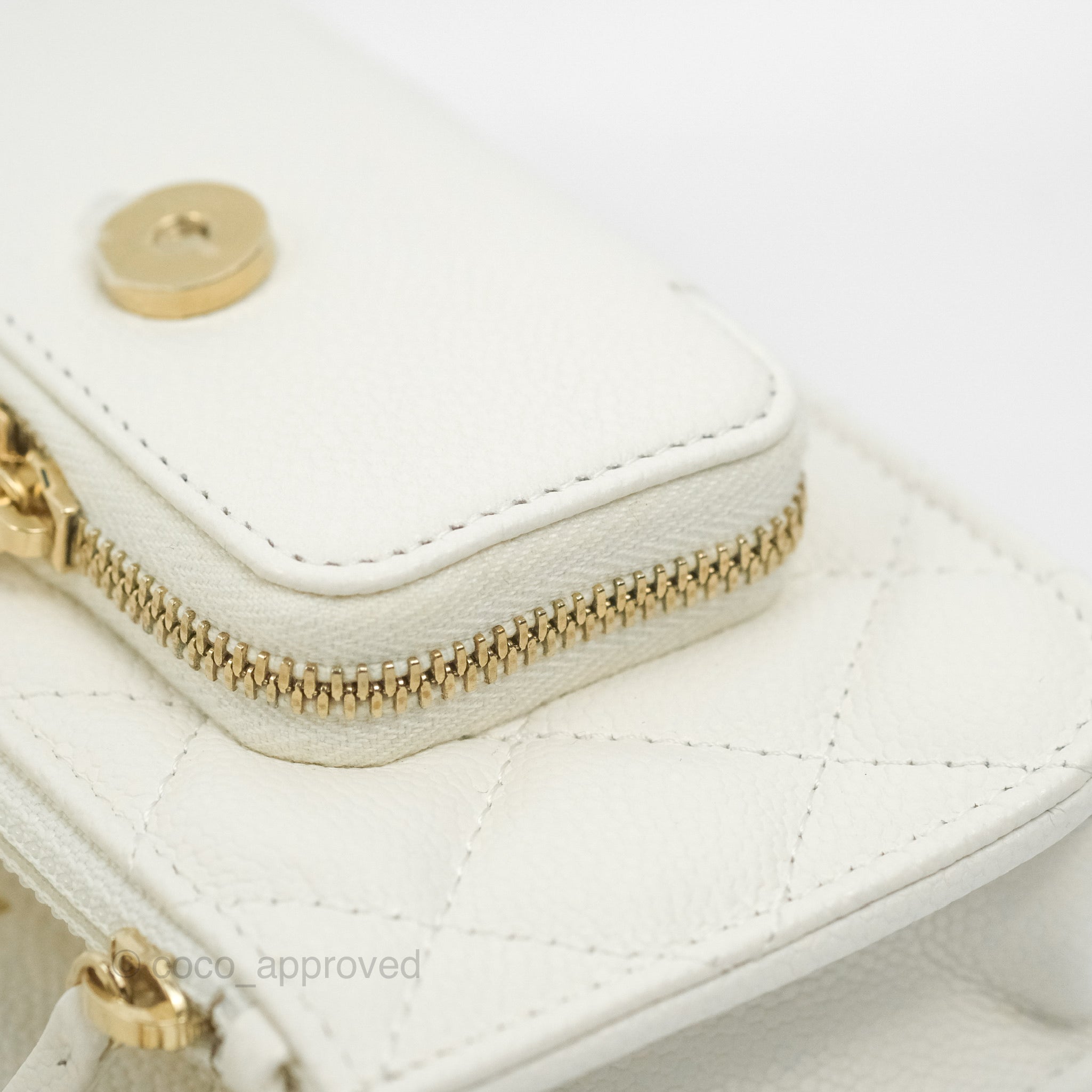 Chanel Business Affinity Clutch with Chain - White Caviar Leather & Gold Hardware - Luxury Evening Bag for Women, Perfect for Parties, Weddings & Special Occasions