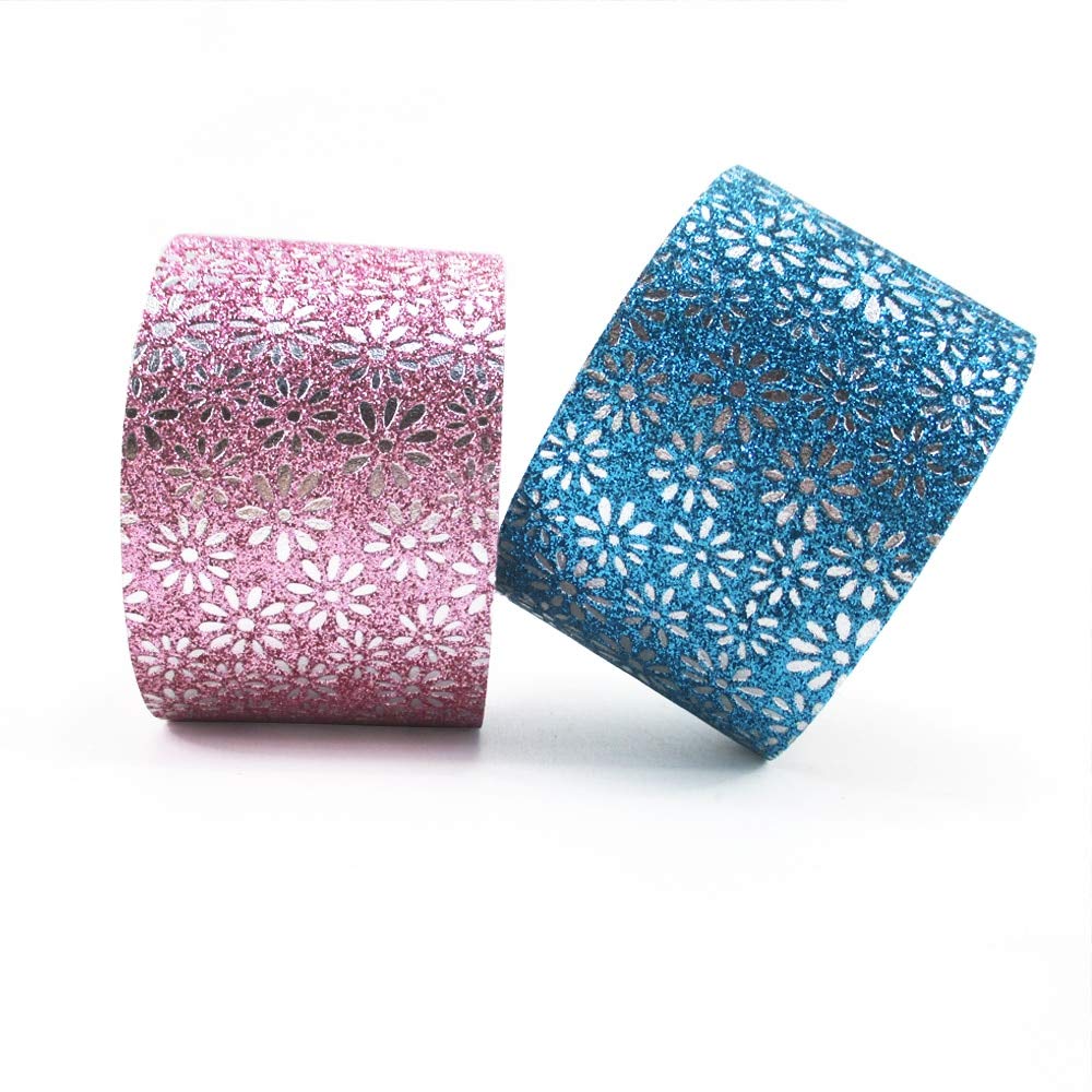 5Mets 38mm Glitter Synthetic Leather Ribbon - Sparkly Faux Leather Craft Ribbon for DIY, Gift Wrapping, Hair Accessories, Christmas Ornaments & Home Decor (Pink)