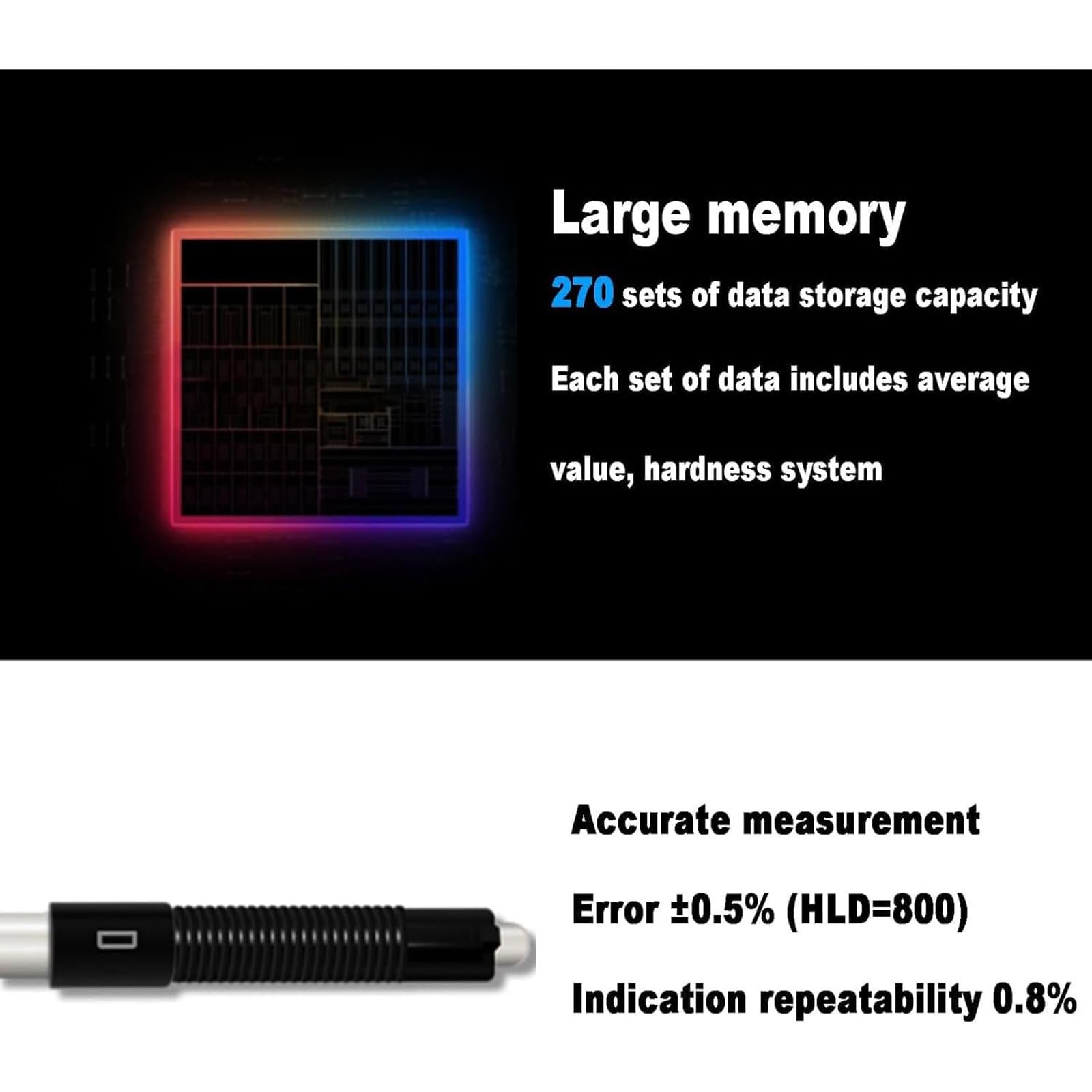 Portable Digital Pen Hardness Tester - High Precision 360° Measurement with ±0.5% Accuracy (HLD=800) | 0.8% Repeatability | Ideal for Chemical Labs & Manufacturing Plants | Perfect for Quality Control & Material Testing