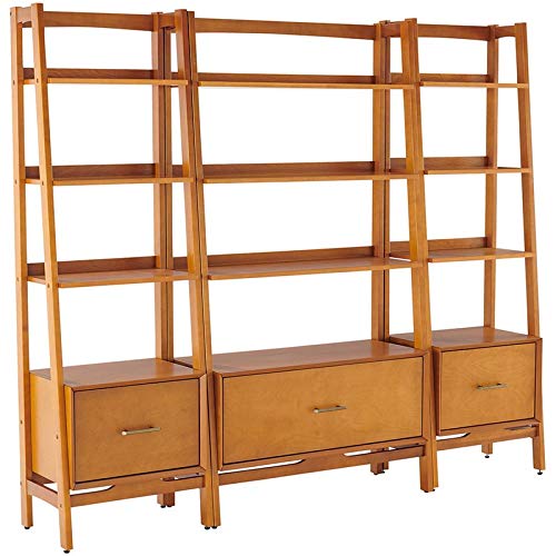 Crosley Furniture Landon 3-Piece Etagere Bookcase Set in Acorn Finish - Stylish Storage for Living Room, Office & Bedroom Organization