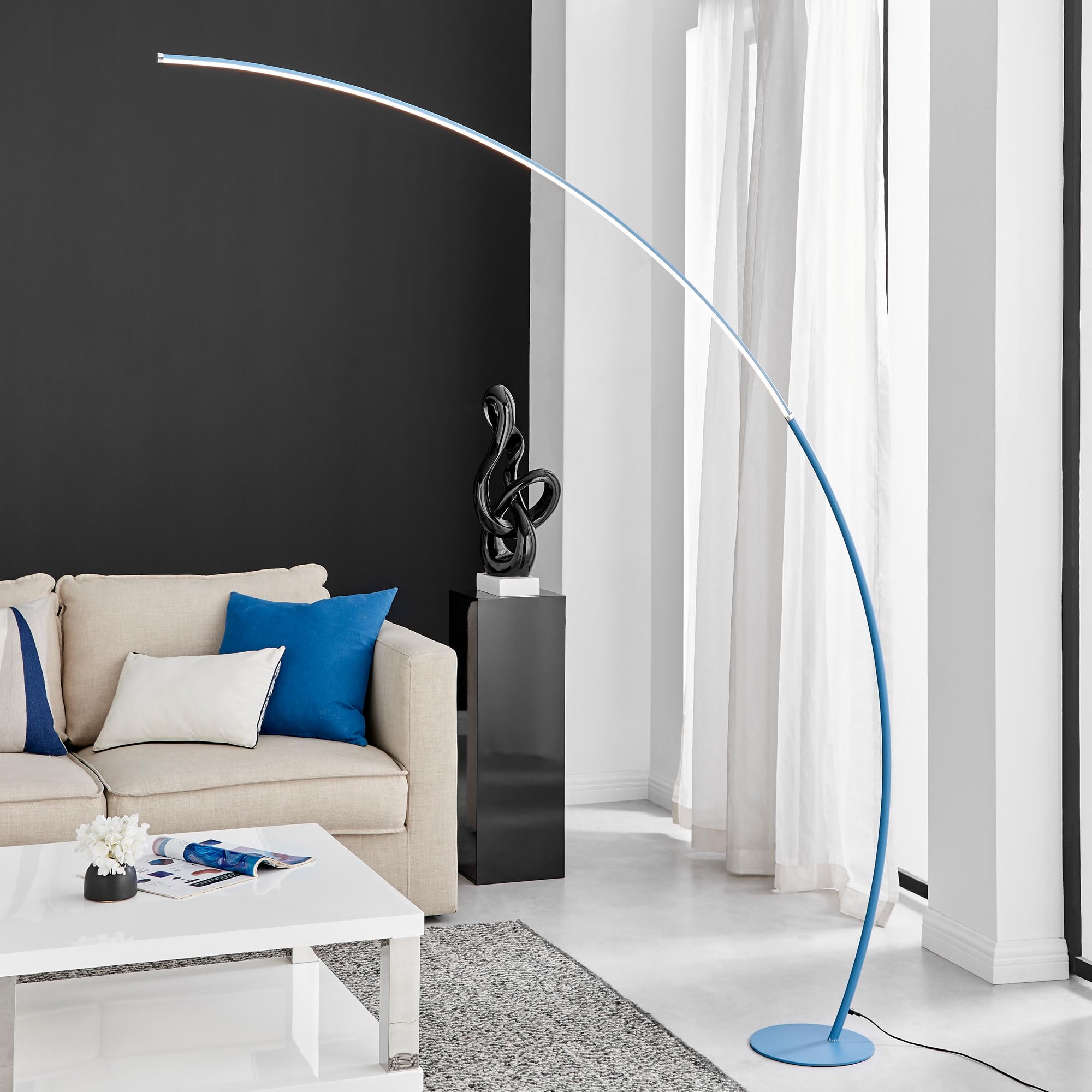 Lite Source LED Arch Lamp - 30W Silver Modern Lighting Fixture for Living Room, Bedroom & Office Decor | LS-83561SILV
