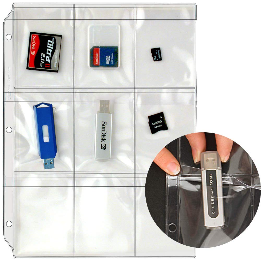 StoreSMART Plastic Top-Loading Pages for SD Cards & Flash Drives - 200-Pack with Flaps - Fits 3-Ring Binders - Perfect for Photo Storage, Office Organization & Memory Card Protection (RMSTWPF-MEMRY-200)