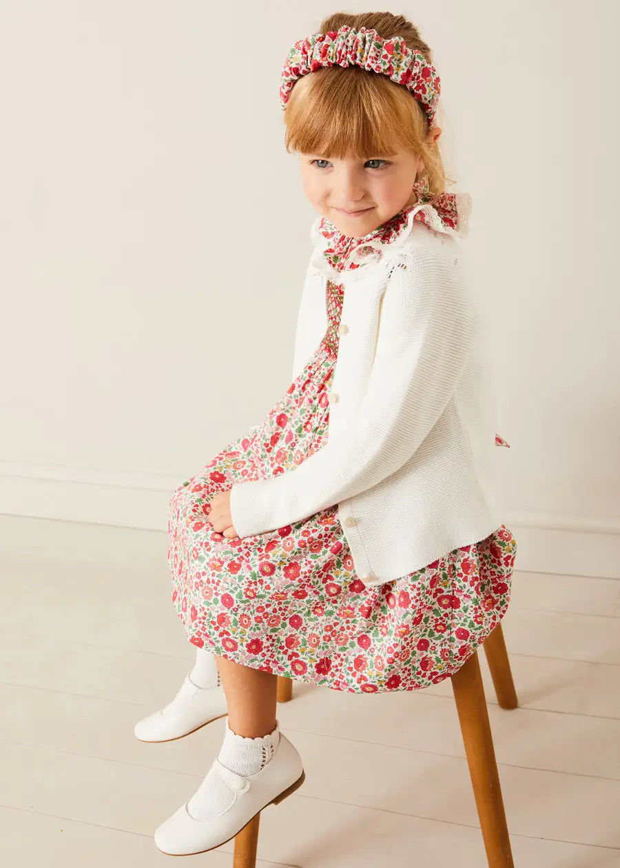 Margot Hand Smocked Red Dress - Premium Liberty Fabric (Sizes 12m-6yrs) | Perfect for Birthday Parties, Easter & Special Occasions