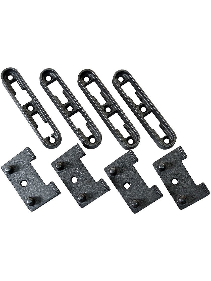 Heavy Duty Cast Iron Bed Rail Bracket Set - 4 Pack with 2-Part Fasteners for King/Queen/Full Size Beds - Secure Bed Frame Support for Home, Hotel & Guest Room Furniture Assembly