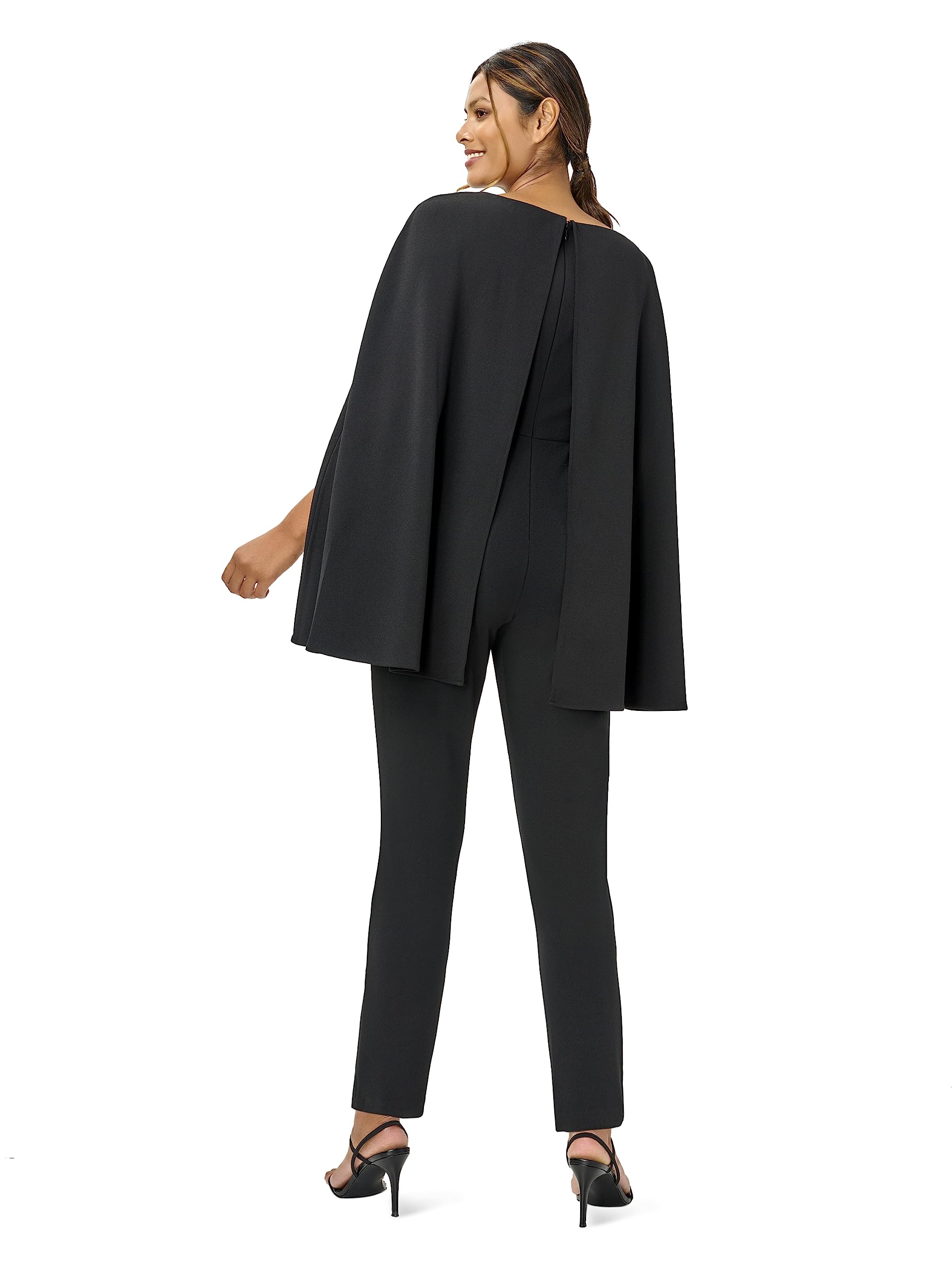 Adrianna Papell Women's Knit Crepe Cape Jumpsuit - Elegant One-Piece Outfit for Evening Parties, Weddings & Special Occasions
