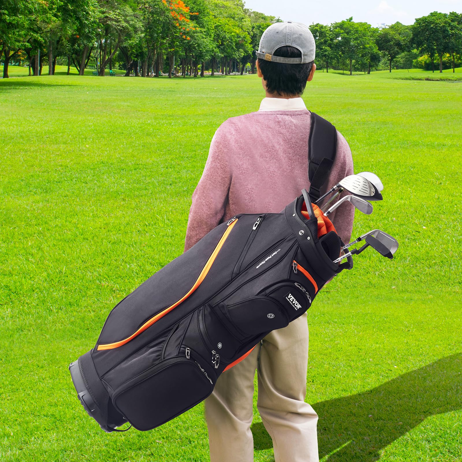 VEVOR 14-Way Golf Cart Bag with Stand - Premium Durable Golf Bag with Organizer Divider, Handles, Dust Cover & Detachable Dual Strap for Men & Women - Perfect for Golf Course, Driving Range & Tournament Play