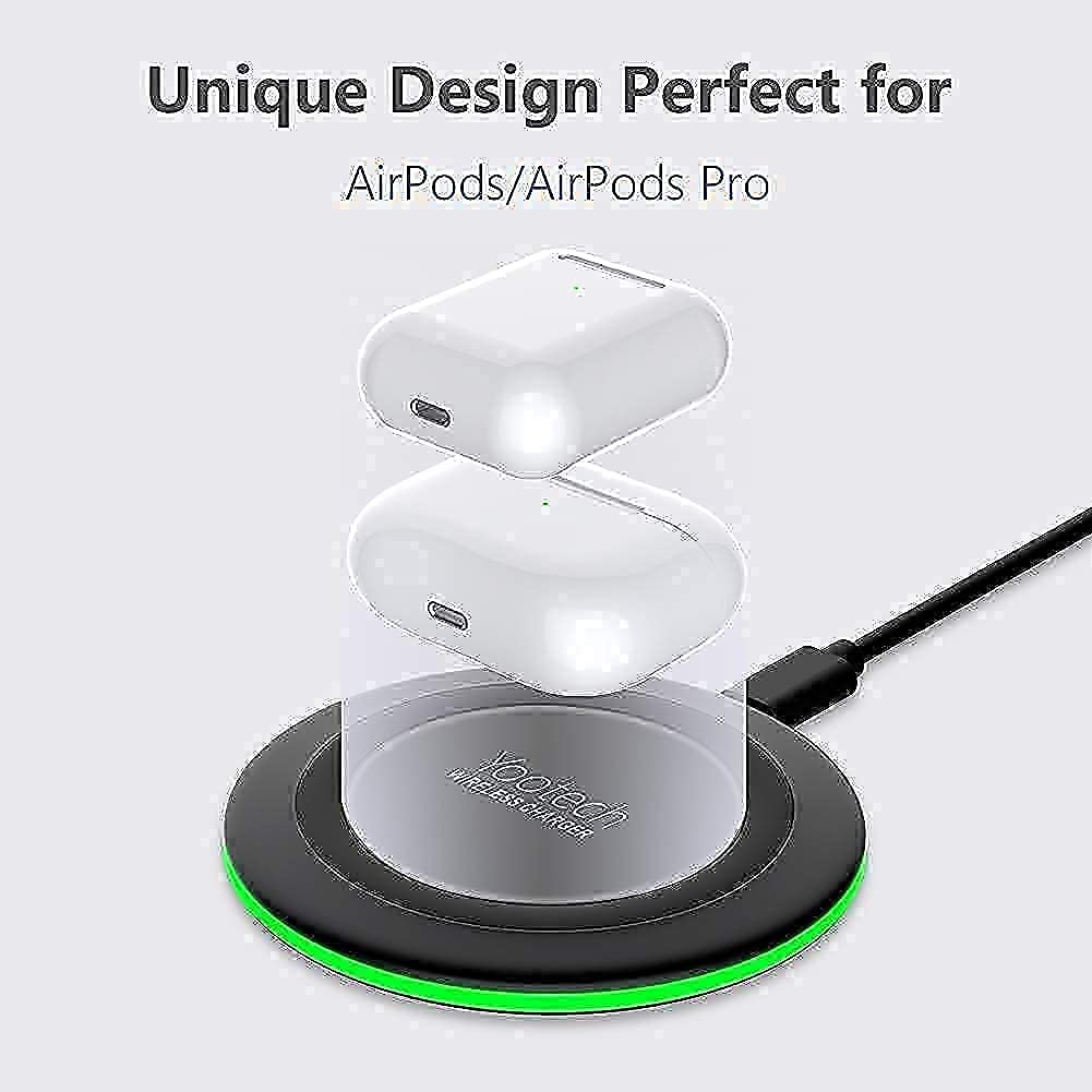 Yootech 3-in-1 Wireless Charger Set - Fast Qi-Certified Charging Pad & Adjustable Stand for iPhone 15/14/13/12/11, Samsung Galaxy S23/S22/S21, AirPods - Perfect for Bedside, Office & Travel Use