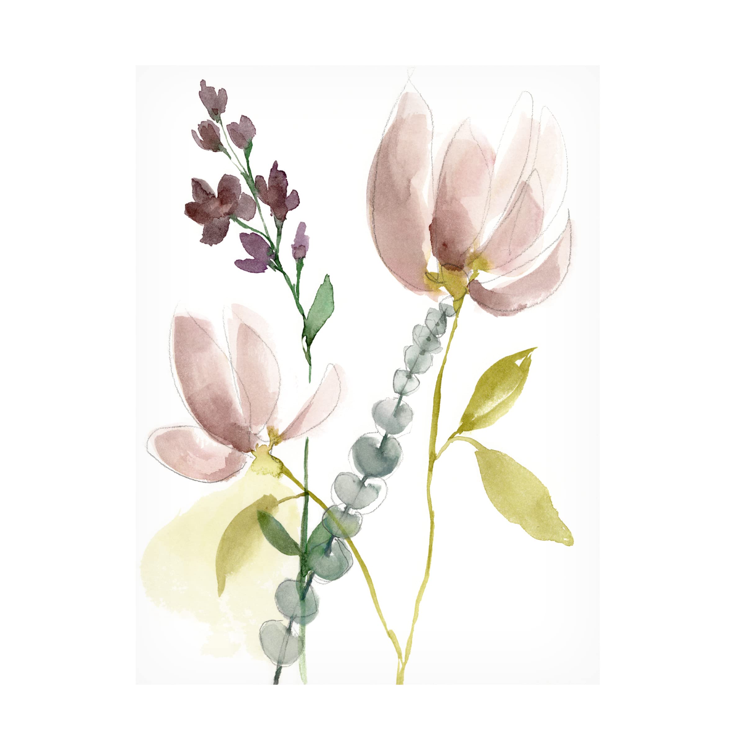 Jennifer Goldberger Pastel Flower Composition I Canvas Art Print - Floral Wall Decor for Living Room, Bedroom & Office - Handmade Trademark Fine Art