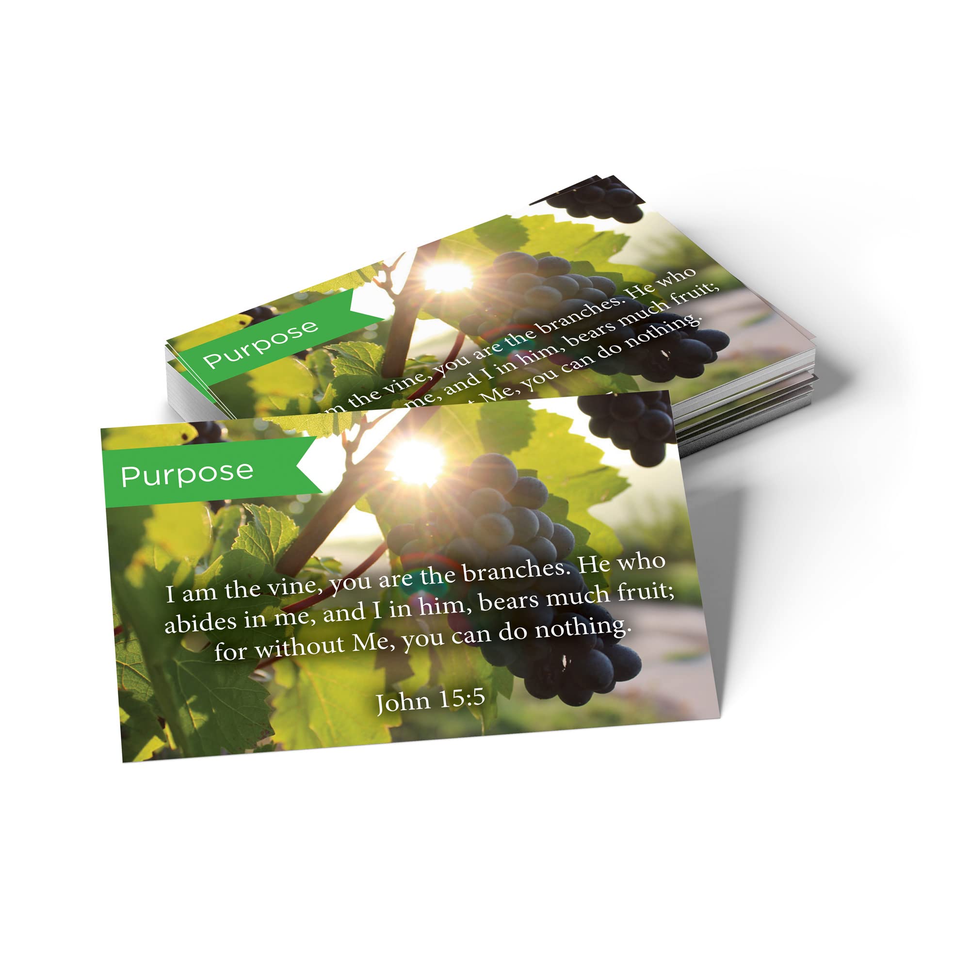 Pass It On Scripture Cards - John 15:5, Pack of 25 Inspirational Bible Verse Wallet Cards for Devotional, Bible Study & Scripture Memorization | Christian Encouragement Gifts for Women, Men & Church Groups | Perfect for Daily Devotion, Small Group Studies & Faith-Based Encouragement