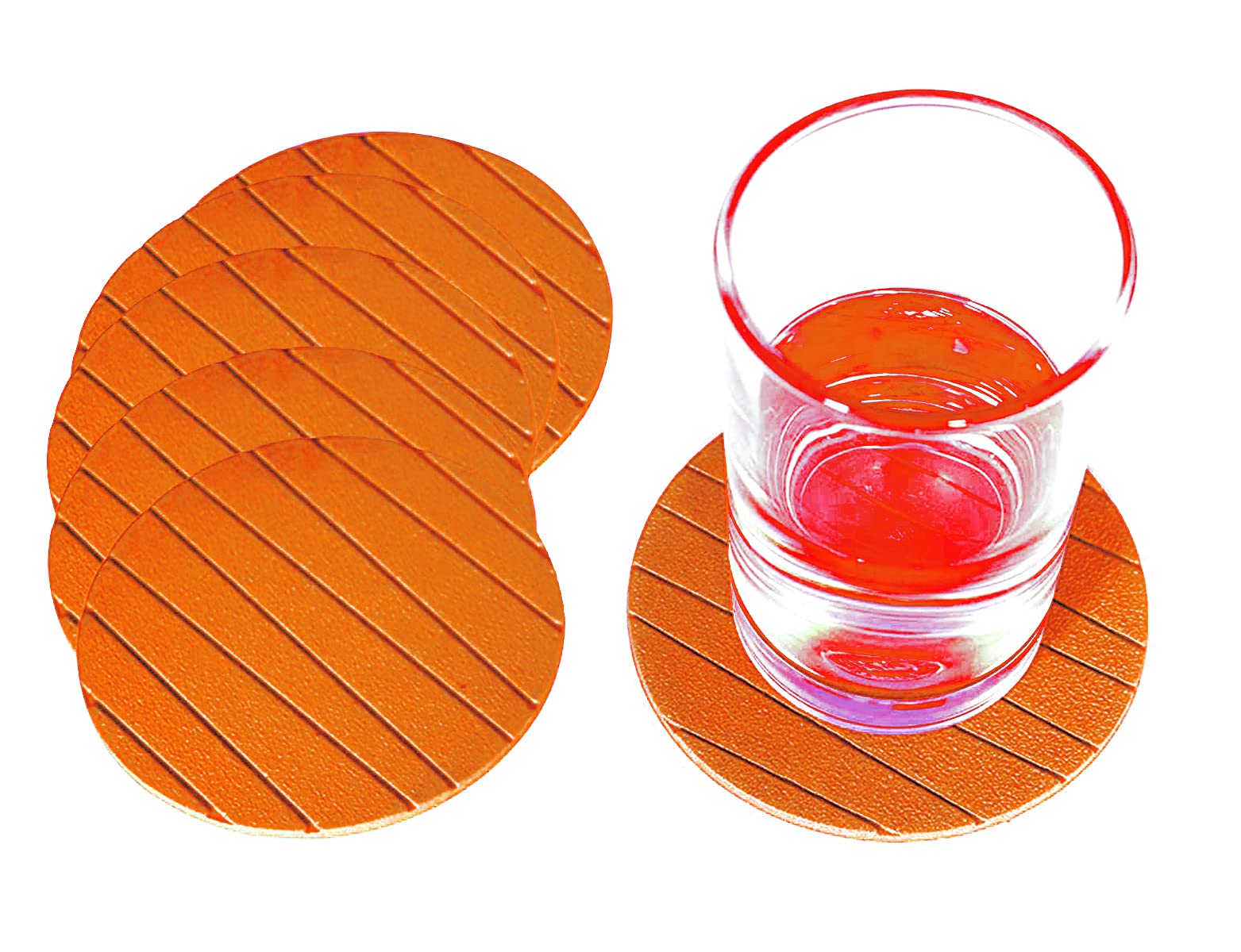 Kuber Industries 6-Piece Soft EVA Foam Non-Slip Heat Resistant Coasters Set for Coffee Mugs, Tea Cups, Beer Cans & Bar Glasses - Orange - Perfect for Home, Office & Restaurant Use