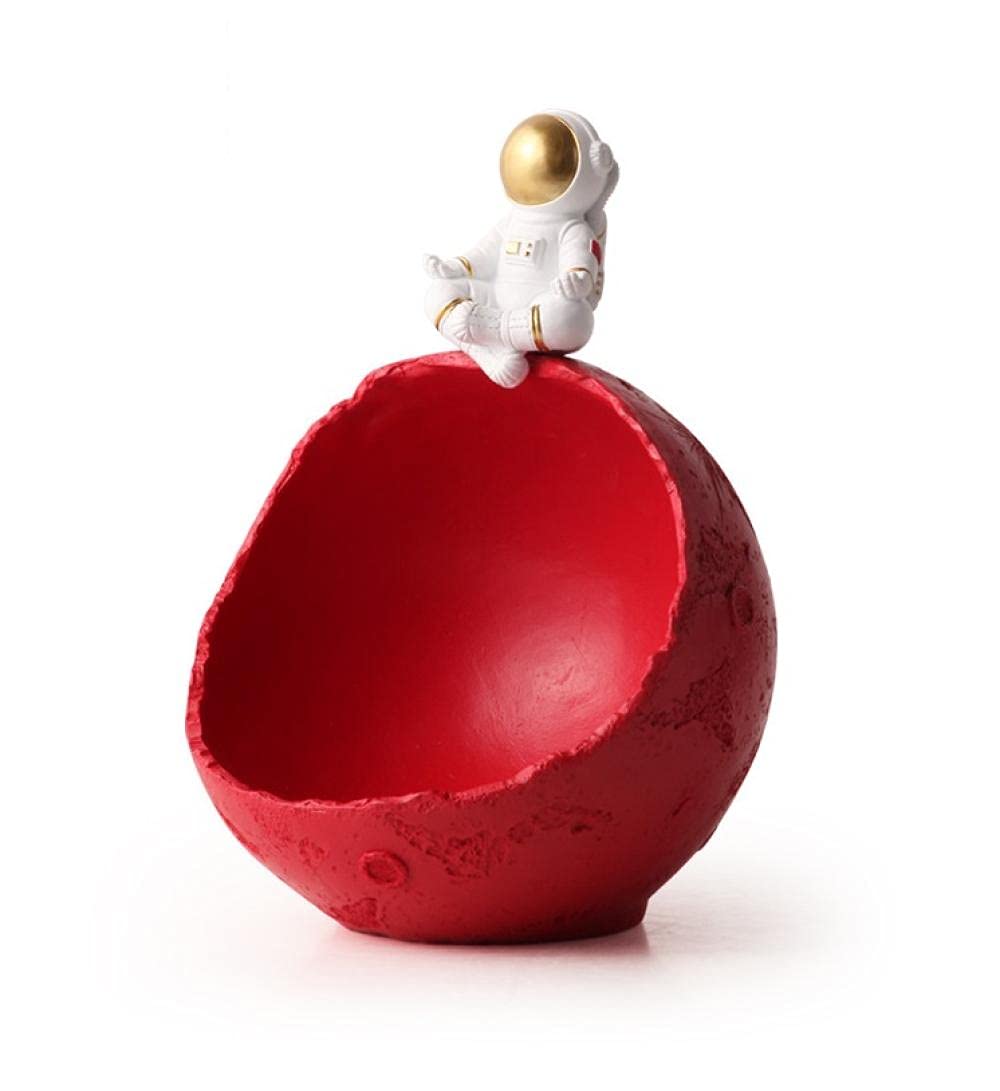 WGYYB Resin Astronaut Figurine - Nordic Style Key Holder & Decorative Tray for Living Room, Coffee Table, Entryway - Multi-Functional Storage Box for Keys, Nuts, Snacks, Fruits - Perfect Home Decor Gift (Red)
