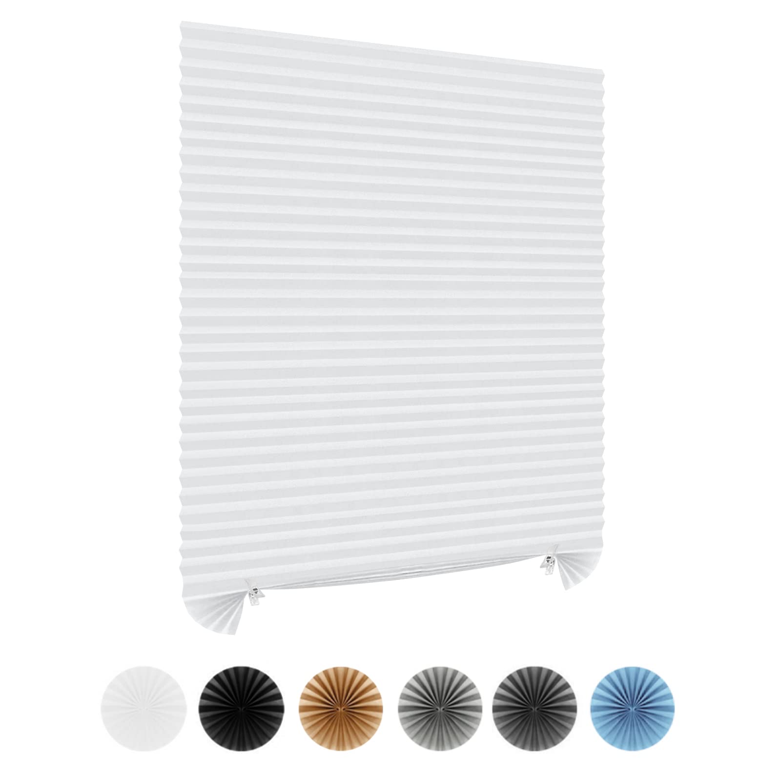 Cordless No Drill Window Blinds - Cut to Size, Self-Adhesive & Clip On Temporary Pleated Paper Shades for Windows & Doors | Perfect for Home, Nursery, Bedroom, Kitchen & Bathroom | Easy Installation & Light Control Solution