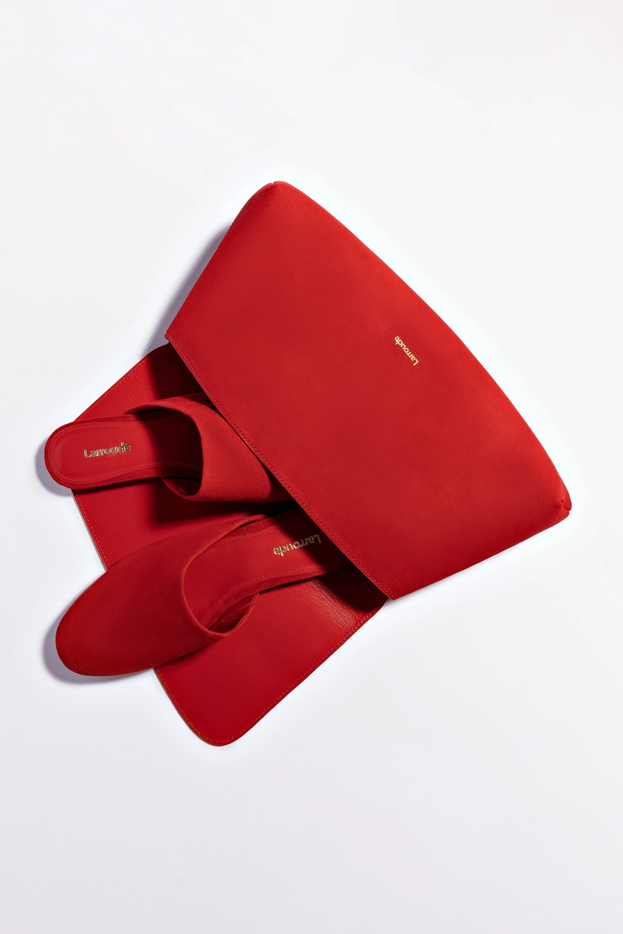 Venice Flat Mule and Pouch Kit - Women's Suede Slip-On Shoes in Scarlet Red | Comfortable Casual Loafers for Work, Travel & Everyday Wear