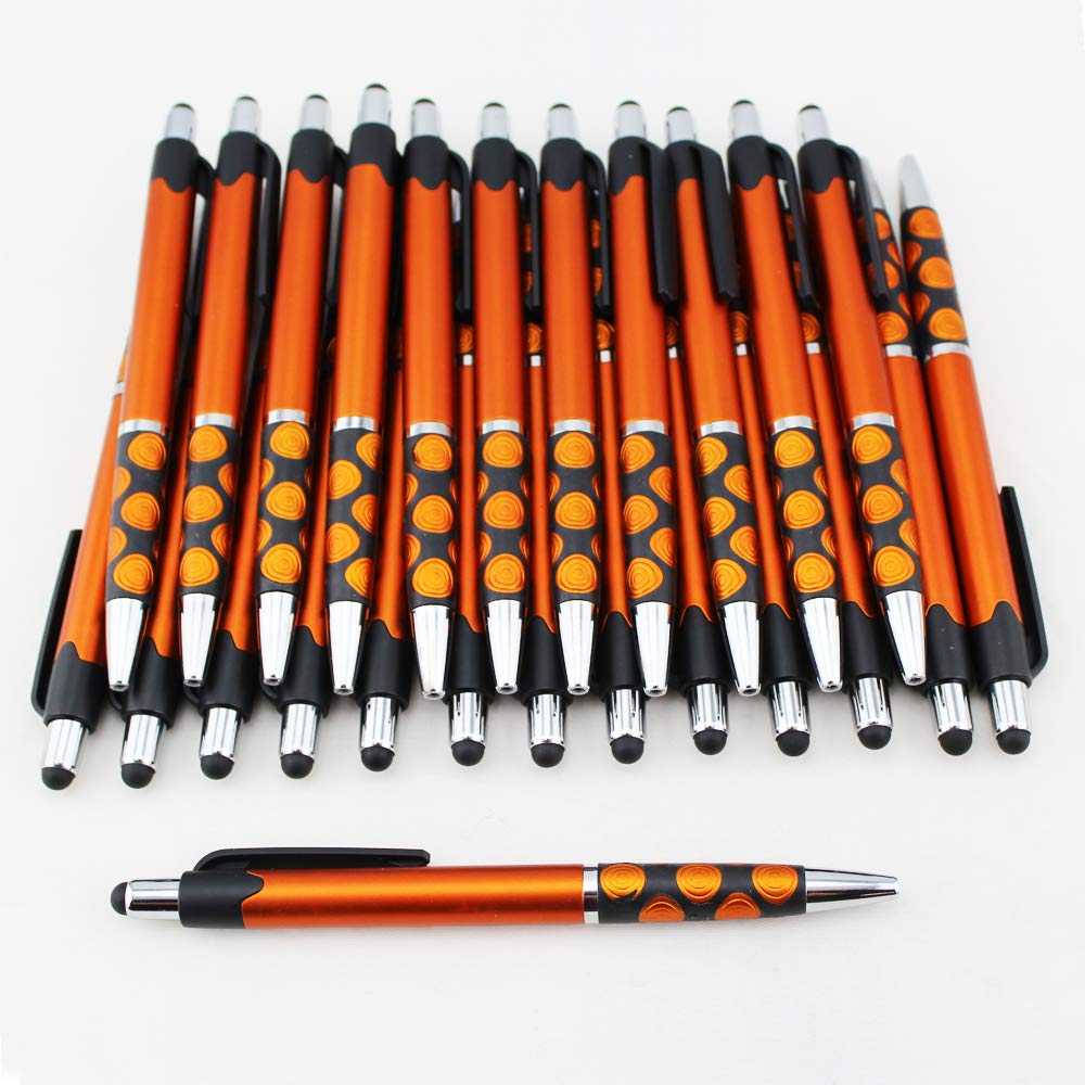 EZPENCILS & GIFTS - Bulk Blank Pens with Black Clip & Silver Accents - 70 Pack Black Ink Ballpoint Pens - Orange Barrel with Spotted Grip - Perfect for Office, School, Promotions & Corporate Gifts