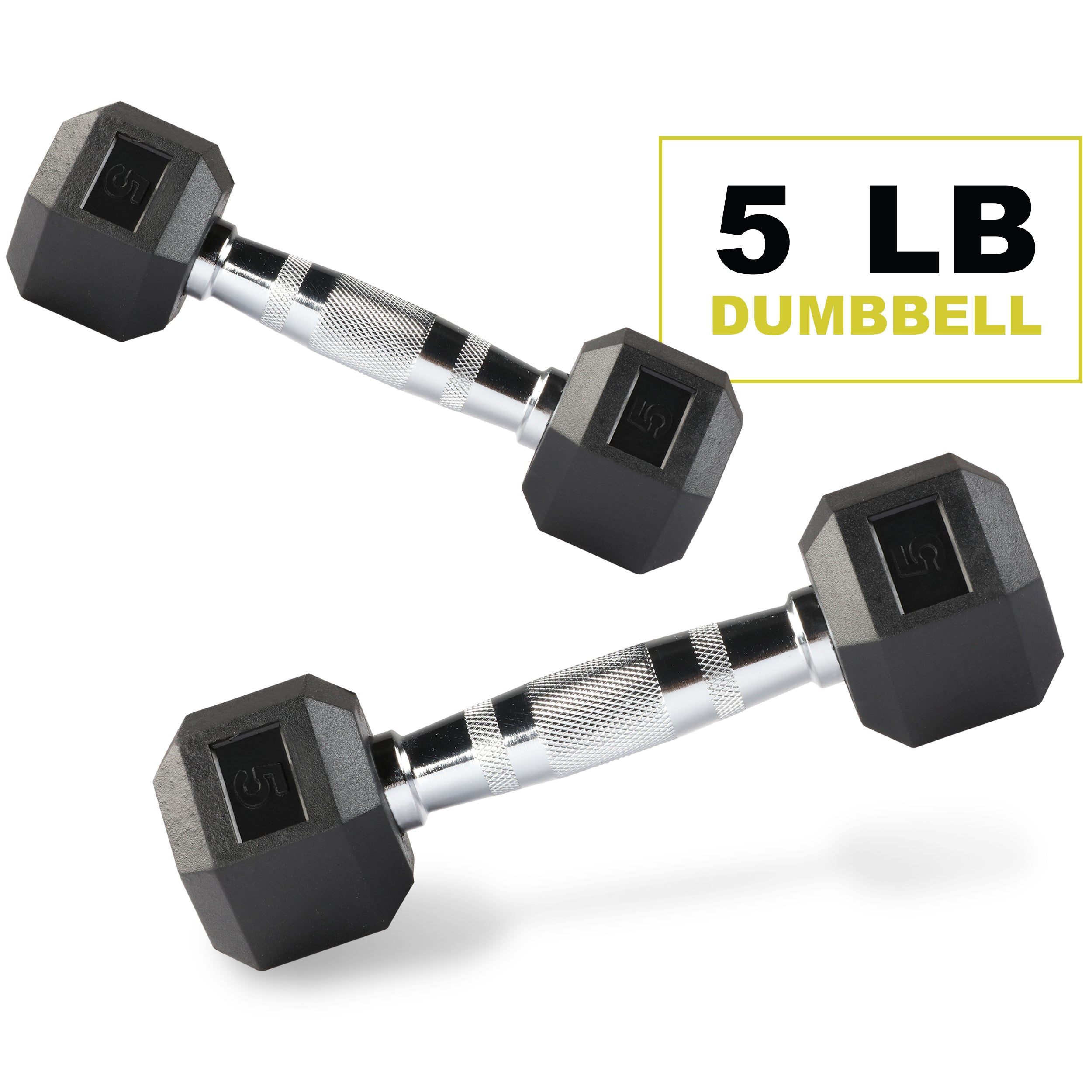 PRCTZ Rubber Encased Hex Dumbbell Set (Pair) - 5 to 40 lbs Weight Options for Home Gym, Strength Training & CrossFit Workouts | Non-Slip Grip & Durable Rubber Coating