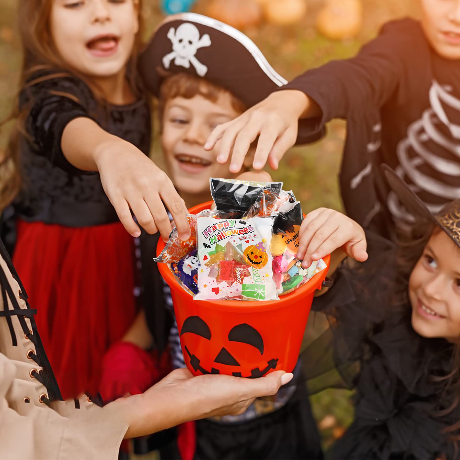 FEBSNOW 450 PCS Halloween Candy Bags - Self-Adhesive Cellophane Treat Bags for Trick or Treat, Christmas Party Favors, Holiday Gift Wrapping & DIY Crafts - Perfect for Classroom Treats, Birthday Party Favors & Homemade Cookie Packaging
