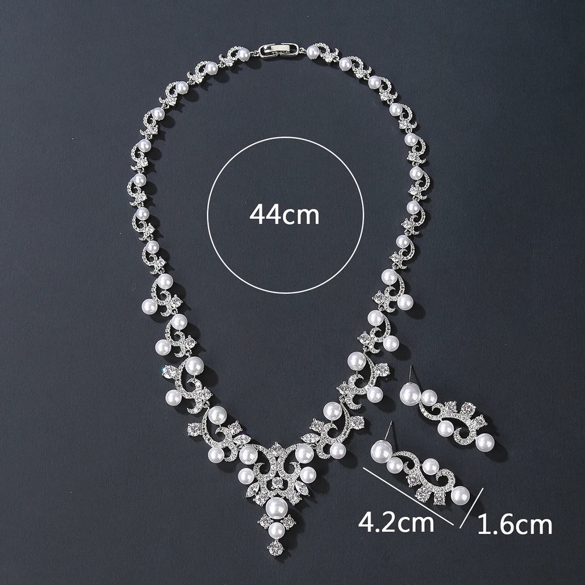 Luxury Cubic Zirconia Pearl Necklace for Women - Elegant CZ Bridal Jewelry Set with Matching Earrings - Perfect Wedding, Bridesmaid Gift & Special Occasion Jewelry (CN10370) - Ideal for Weddings, Anniversaries, Prom and Formal Events