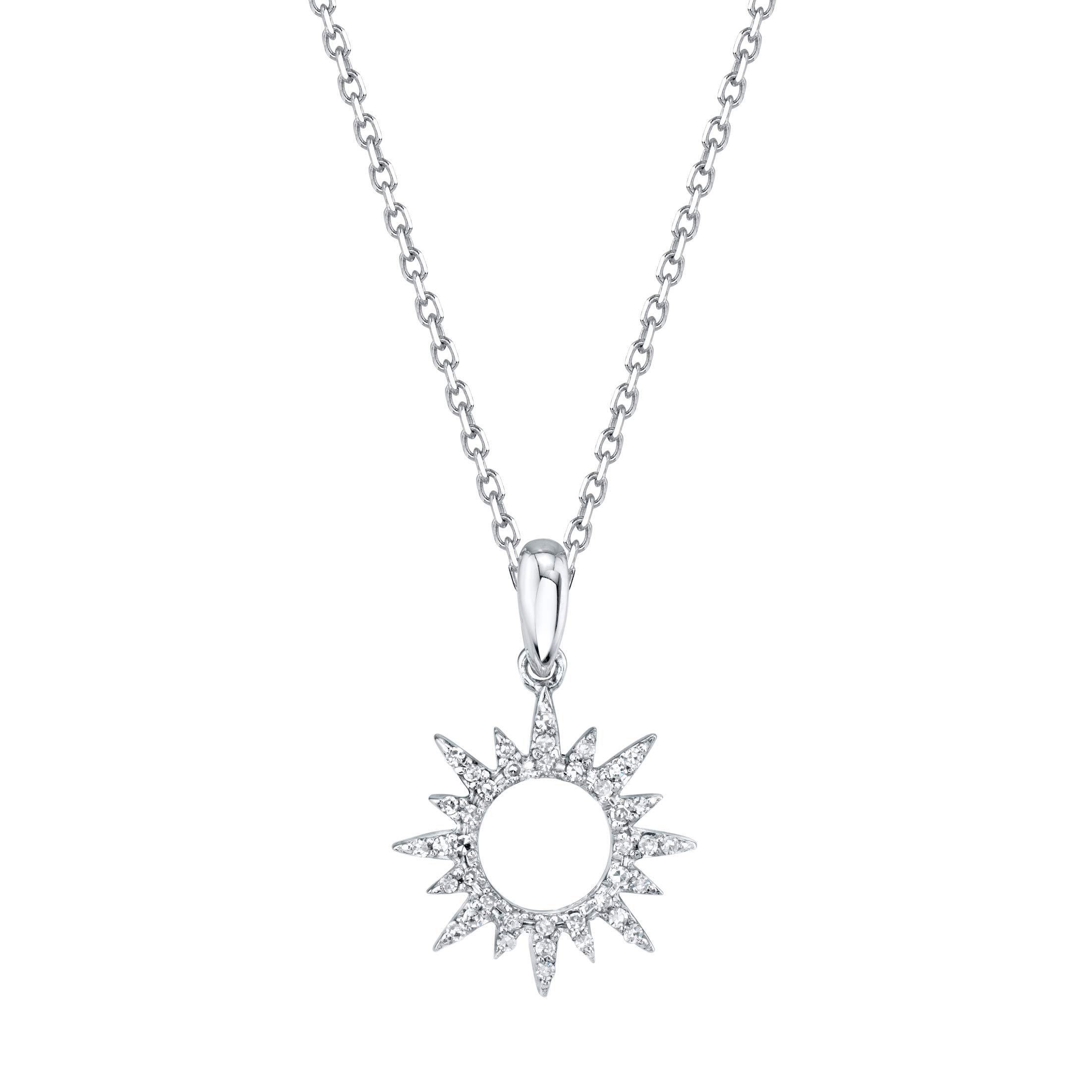SERAFINA Diamond Charm Pendant Necklace - 925 Sterling Silver Name Necklace with Natural Diamonds - 16