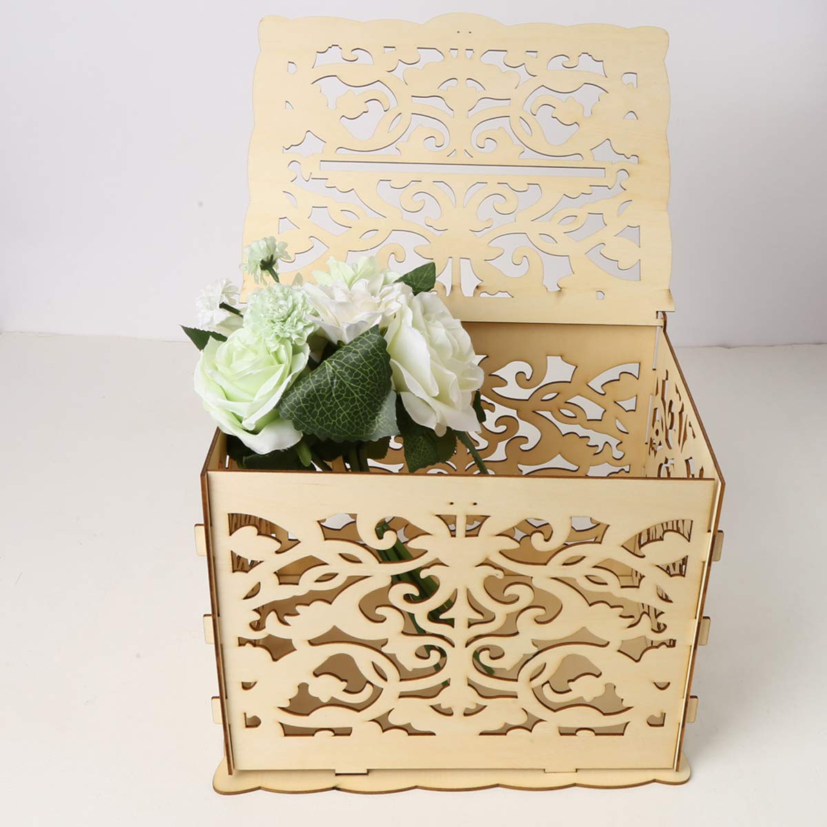 Handmade Rustic Wooden Wedding Card Box with Lock - Elegant Wedding Advice Box for Bridal Shower, Reception & Anniversary Gifts - Perfect for DIY Wedding Decor & Party Favors