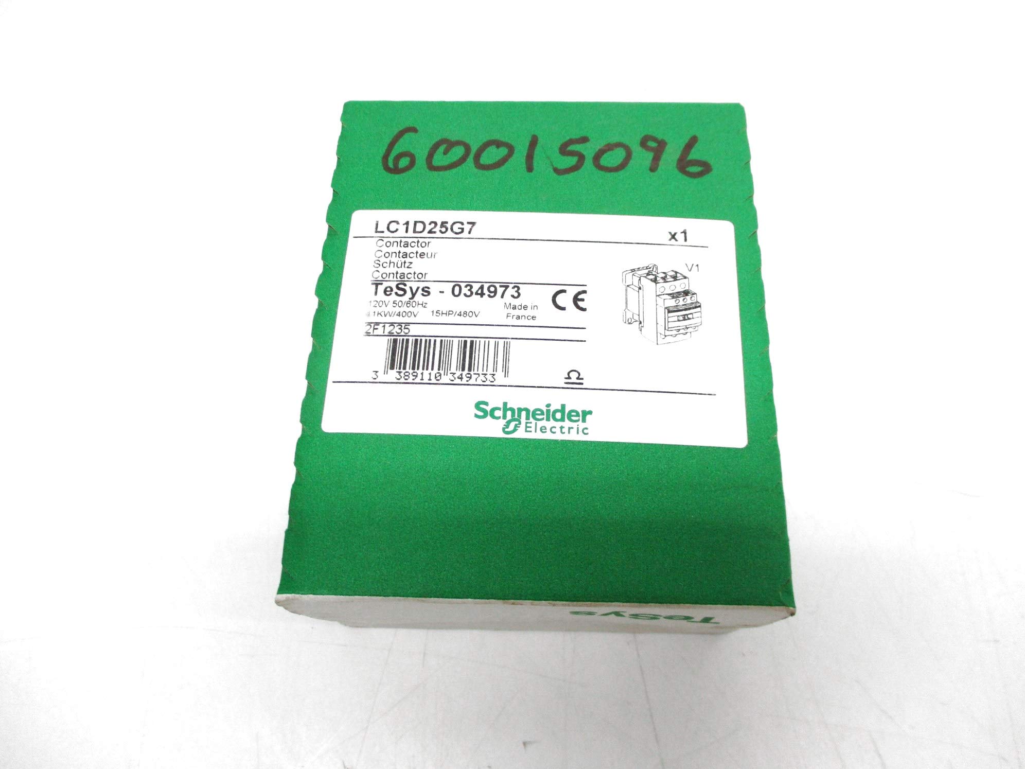 Schneider Electric LC1D25G7 25A 120V AC Contactor - Heavy Duty Motor Starter for HVAC, Pumps & Industrial Equipment