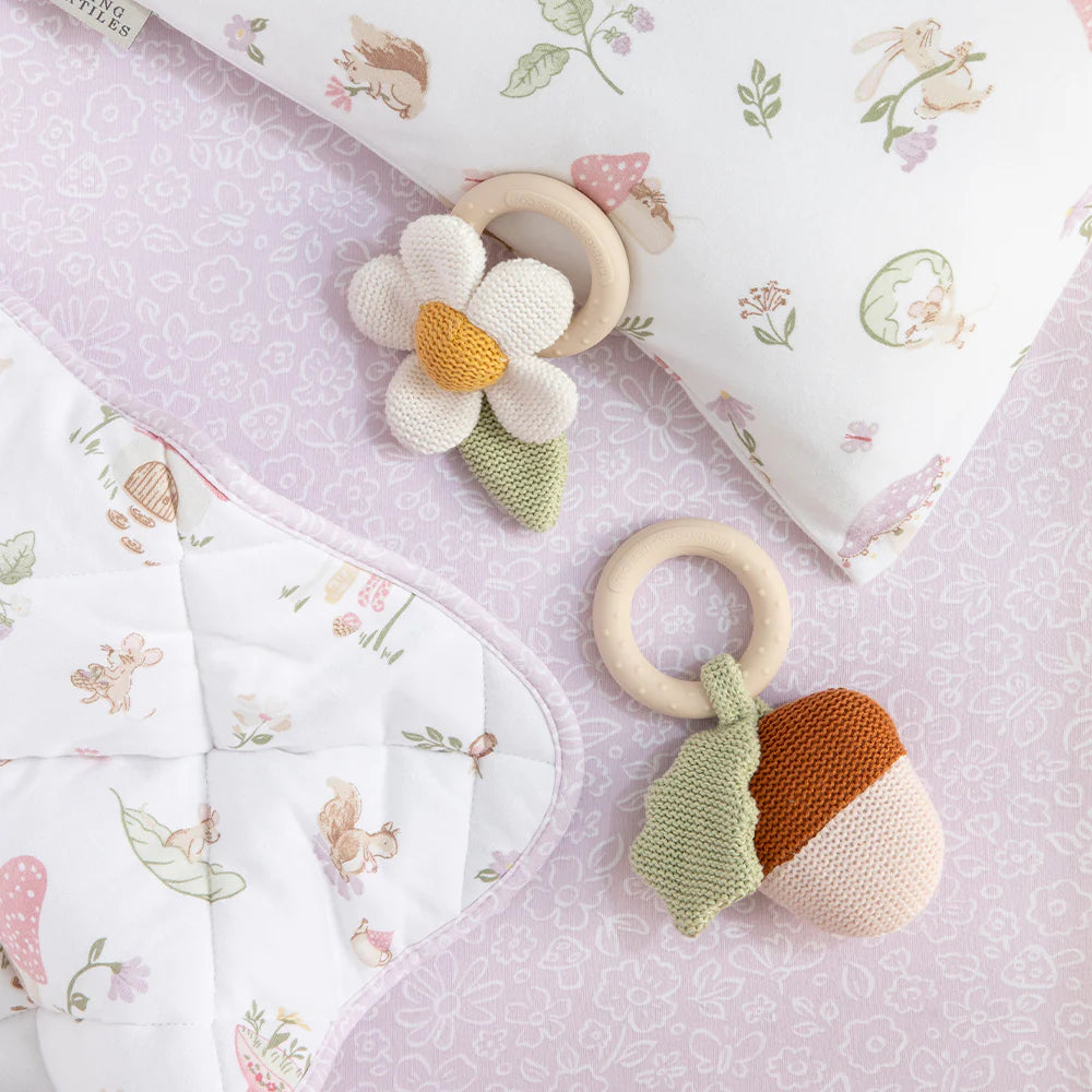 Whimsical Wonderland Daisy Teething Ring Rattle - Soothing Baby Teether Toy with BPA-Free Silicone for Infants 0-12 Months | Perfect for Teething Relief, Sensory Play & Early Development