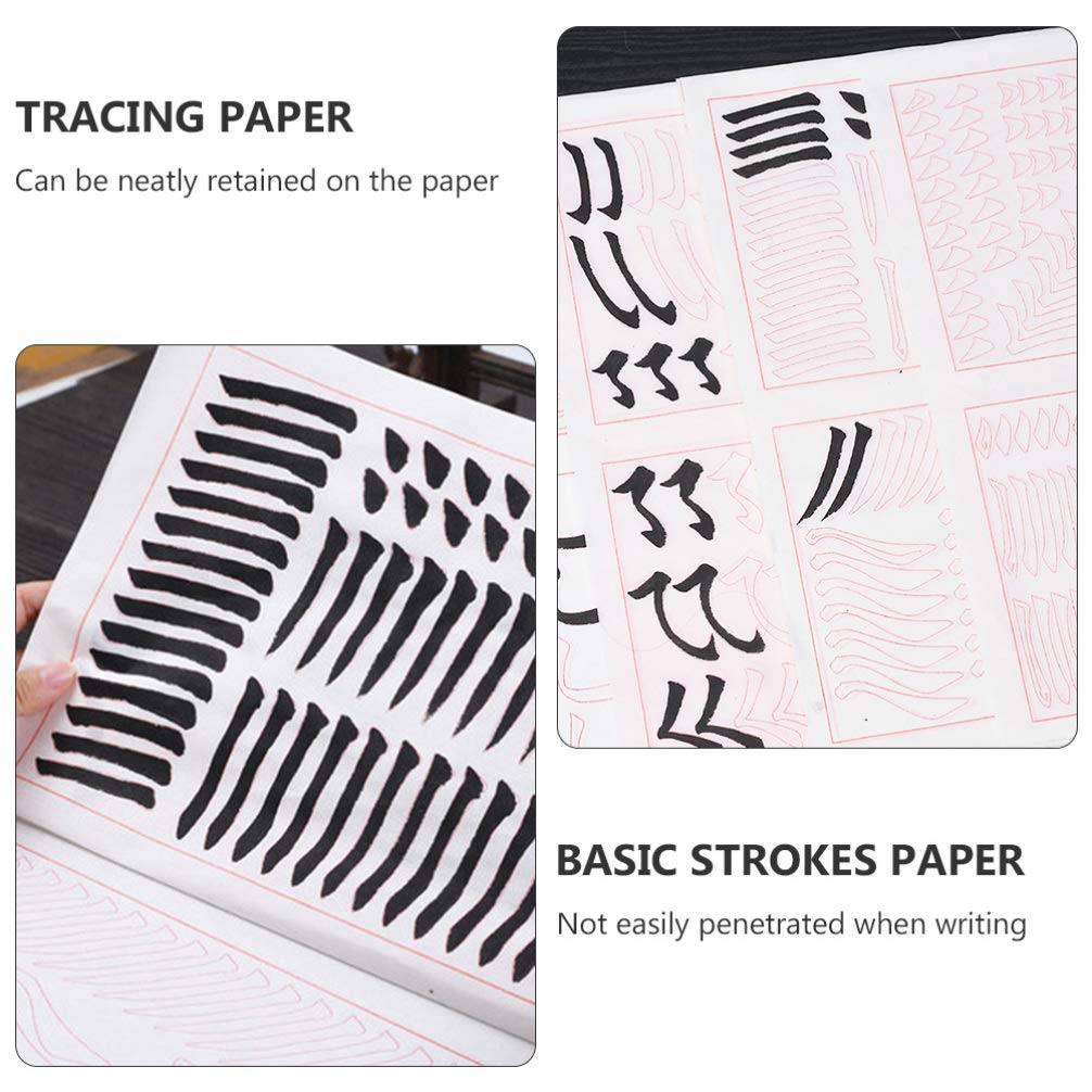 NUOBESTY 30 Sheets Chinese Calligraphy Practice Paper - Rice Paper for Brush Writing, Sumi Ink, Tracing & Stroke Practice - Ideal for Beginners, Artists & Calligraphy Enthusiasts (Perfect for Home Study, Classroom & Art Projects)