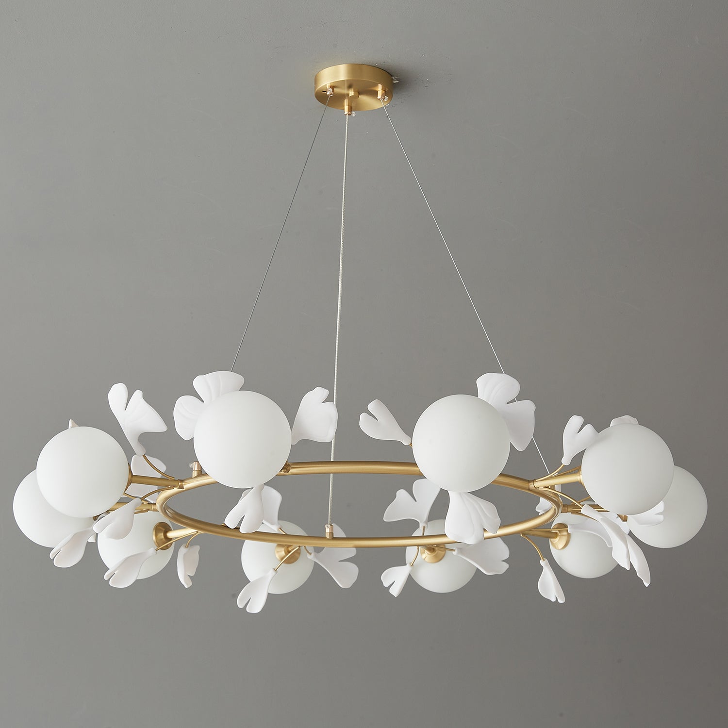 Evander Modern Gingko Leaf Chandelier - Elegant Gold Ceiling Light Fixture for Dining Room, Living Room, Bedroom Decor