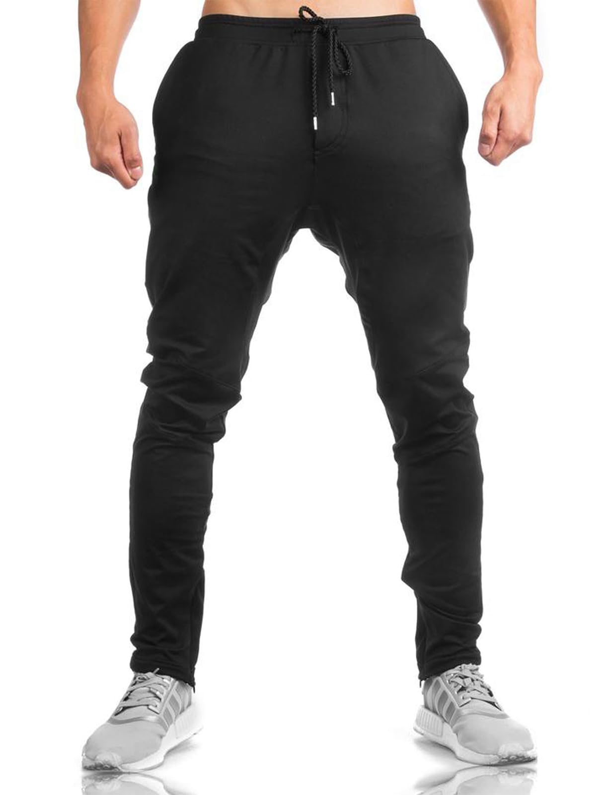 TBMPOY Men's Slim Fit Tapered Joggers Sweatpants with Ankle Zipper - Athletic Running Track Workout Pants with 4 Pockets - Perfect for Gym, Yoga, Travel & Casual Wear