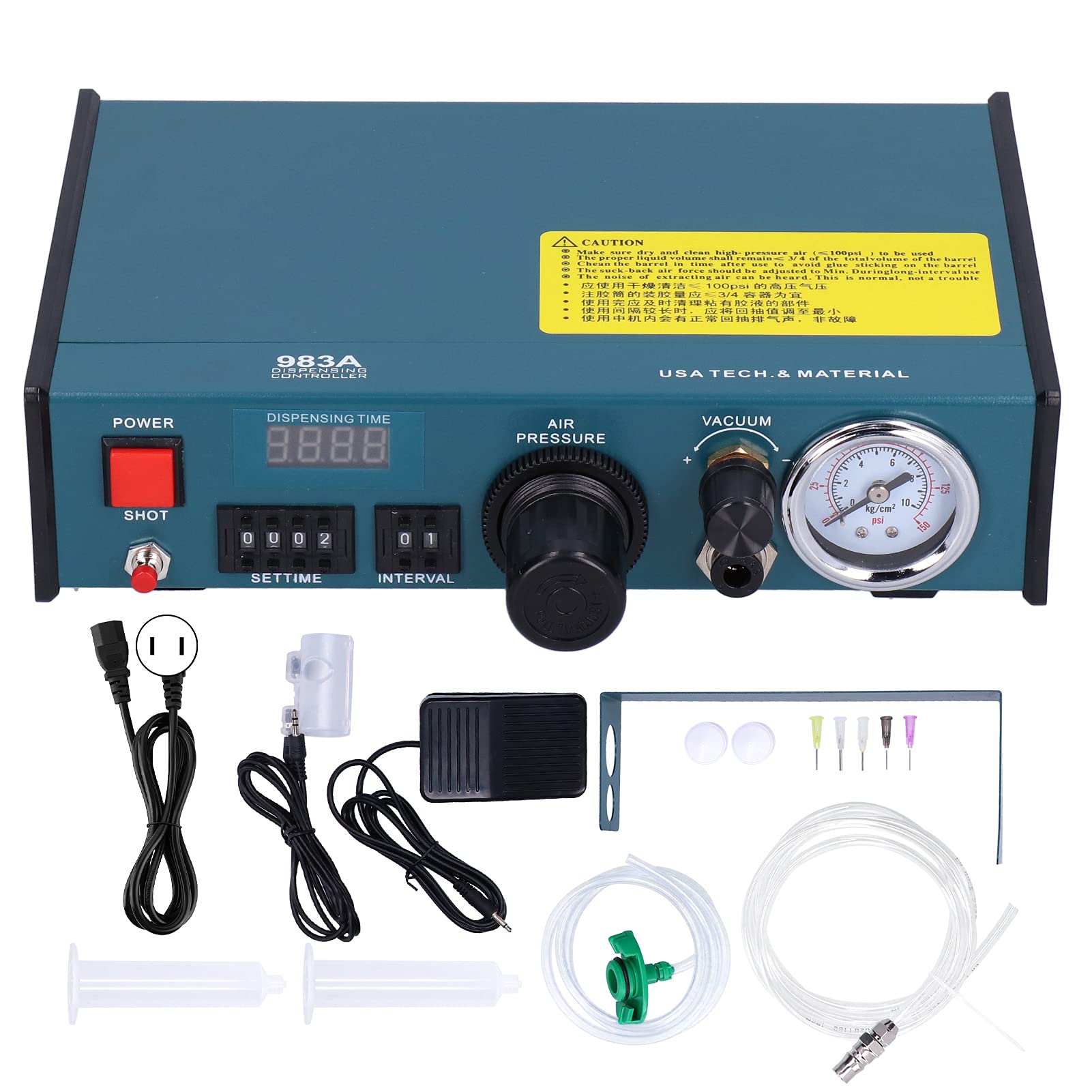 Aluminum Alloy Semi-Automatic Glue Dispenser Machine with Digital Display & Timer Control - 110V US Plug for DIY, Crafts, Home Appliances & Automotive Electrical Repairs | Perfect for Adhesive Application in Home Improvement Projects