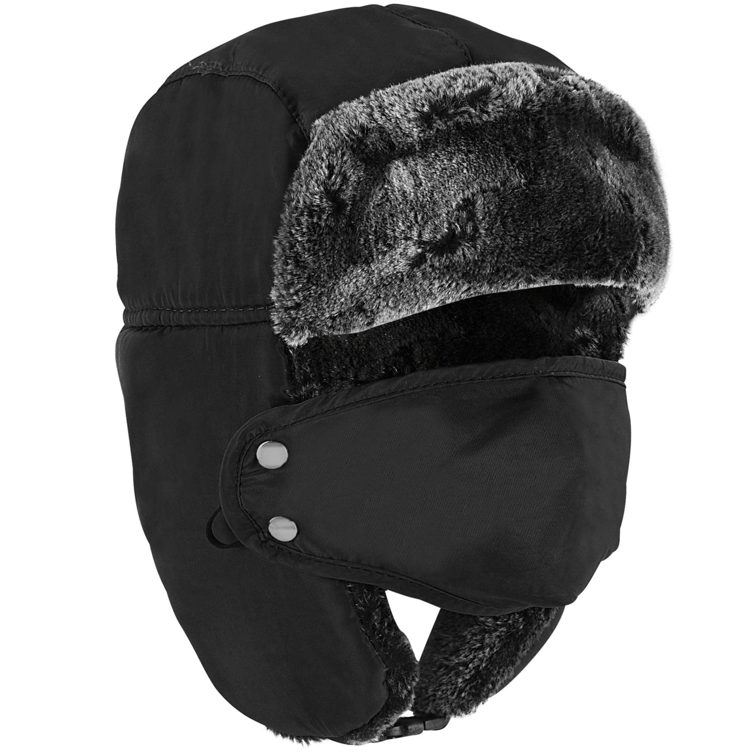Russian Style Ushanka Winter Hat for Men & Women - Windproof Trooper Trapper Ski Mask for Cold Weather - Perfect for Skiing, Snowboarding & Outdoor Activities